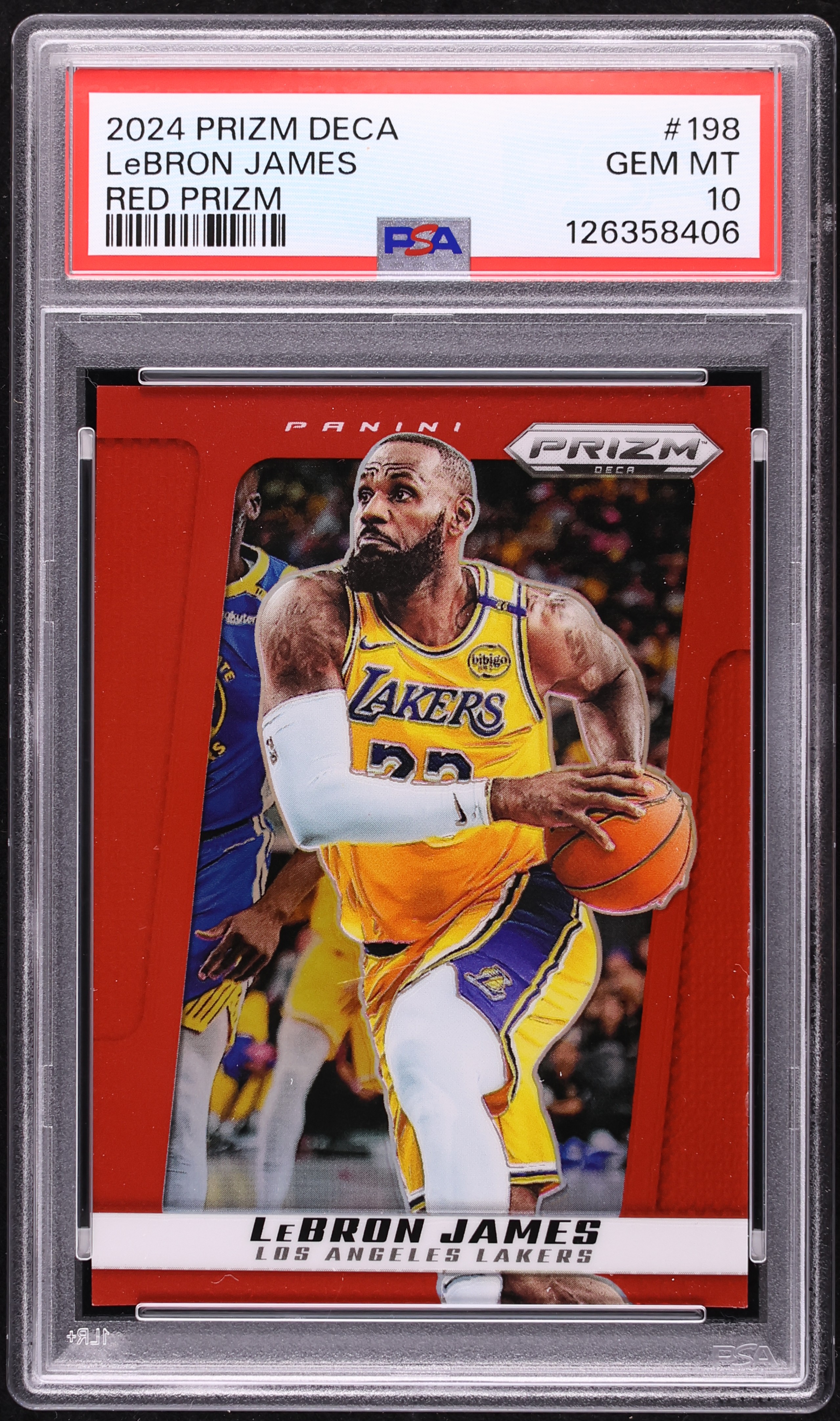 2024 Panini Prizm Deca Red LeBron James /199 #198 PSA 10 GEM MINT
