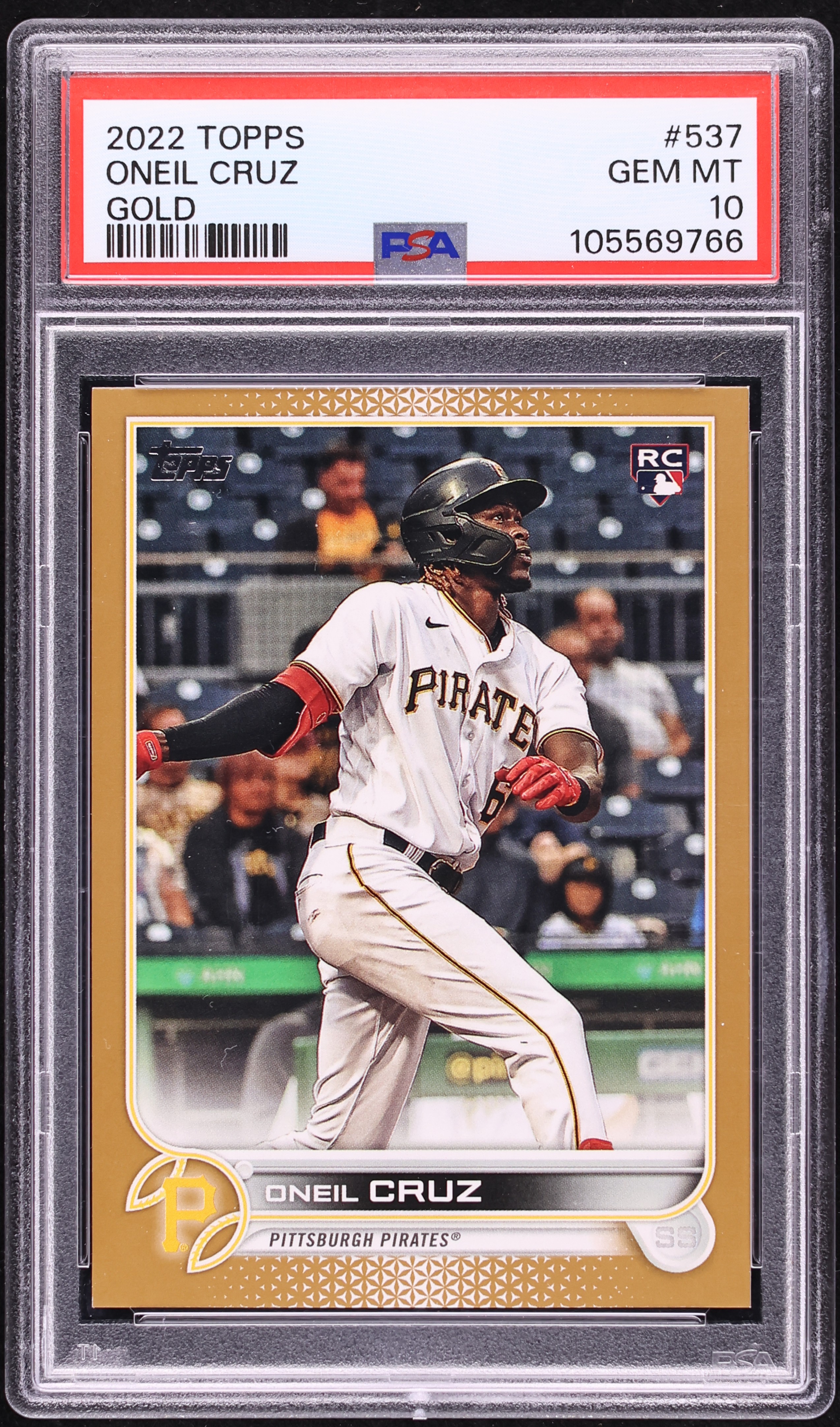 2022 Topps Gold Oneil Cruz ROOKIE /2022 #537 PSA 10 GEM MINT on 