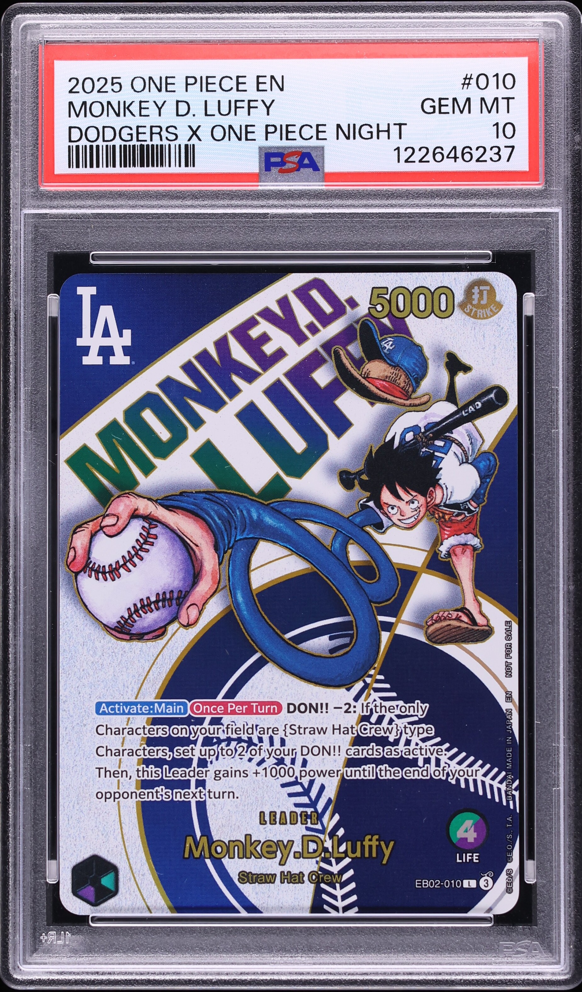 2025 One Piece Promo Dodgers X Night Leader Monkey D. Luffy #EB02