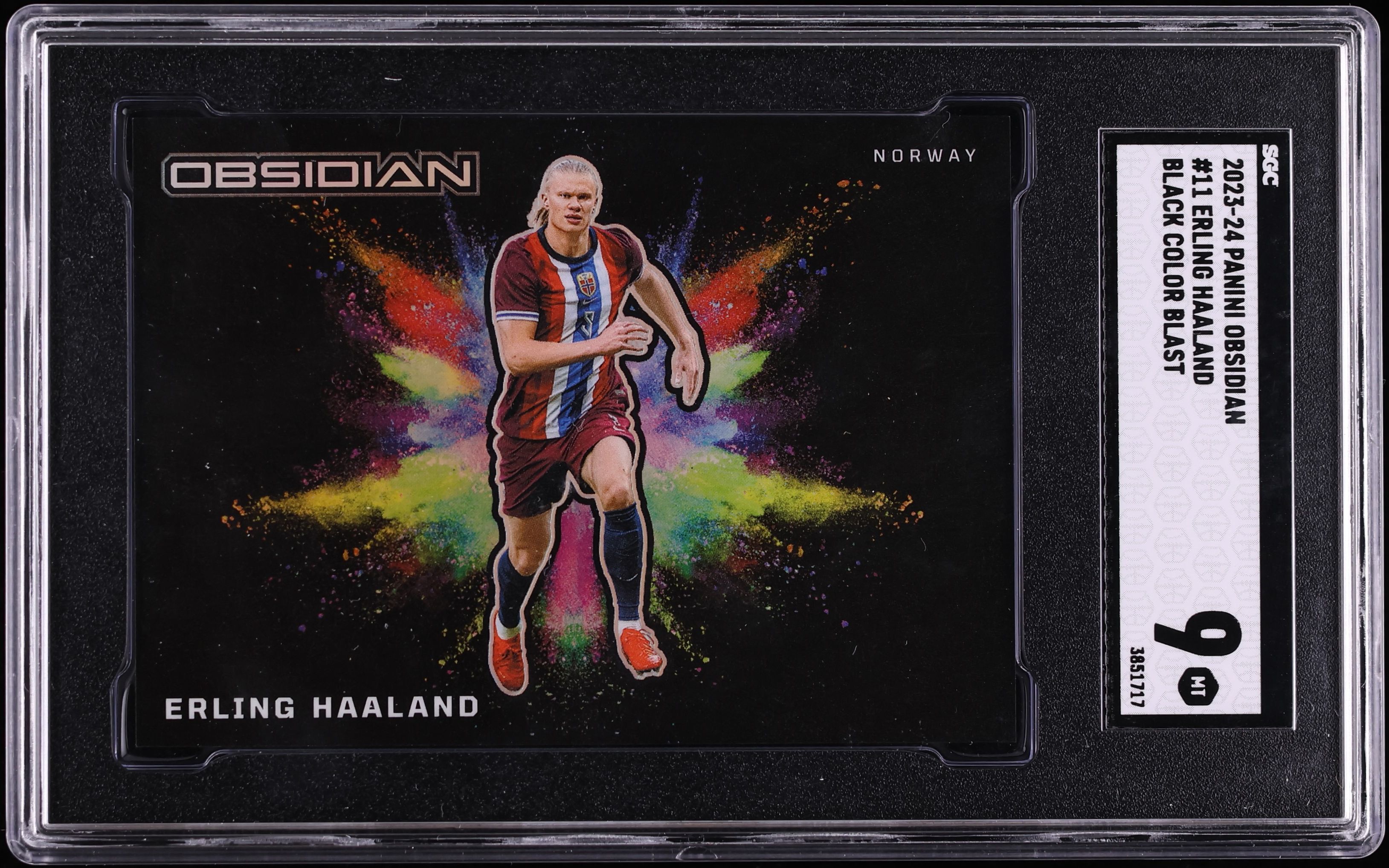 2023 Panini Obsidian Black Color Blast Erling Haaland #11 SGC 9