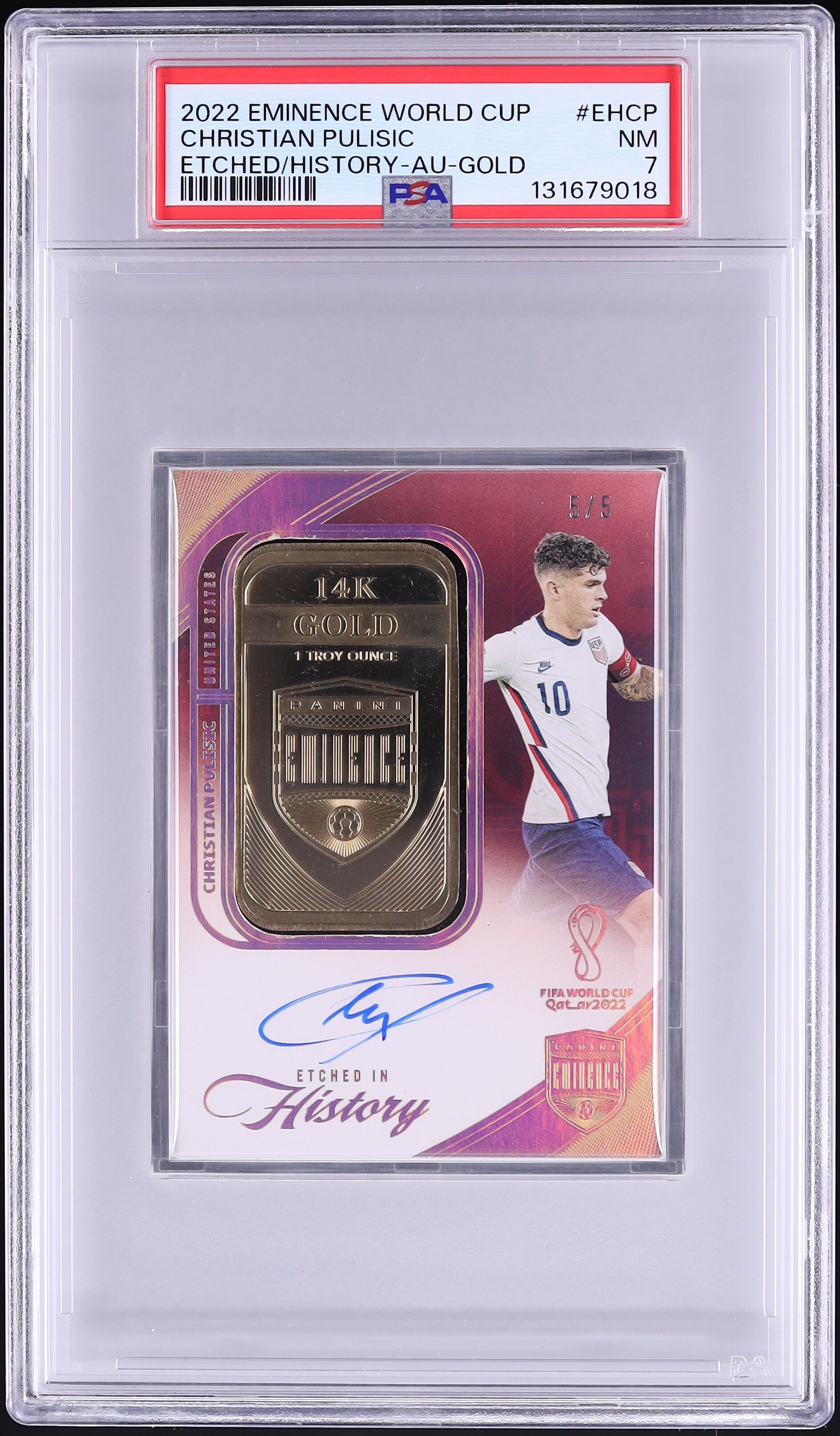 2022 Panini Eminence Etched FIFA World Cup Gold Christian Pulisic