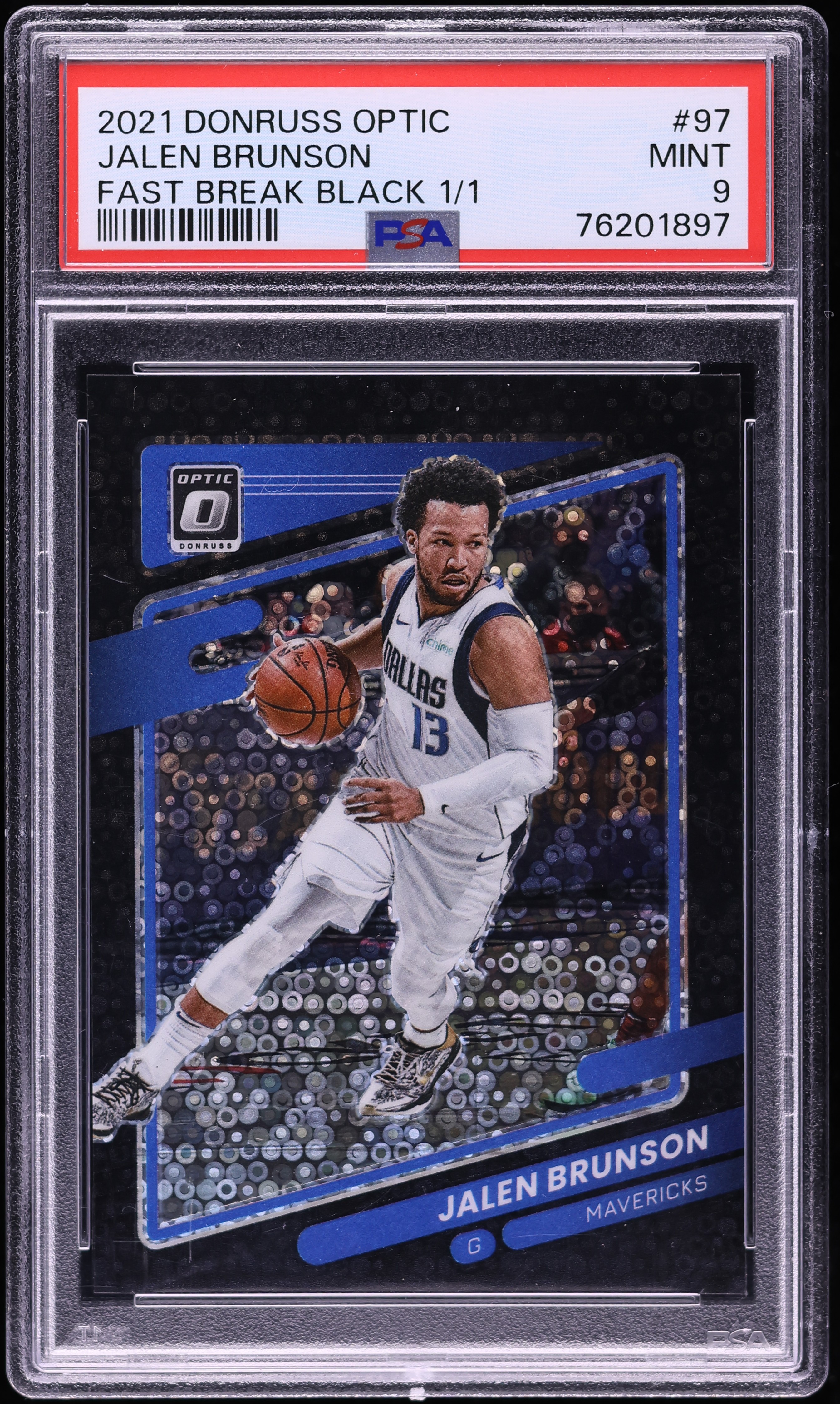 2021 Donruss Optic Fast Break Black Jalen Brunson 1/1 #97 PSA 9 