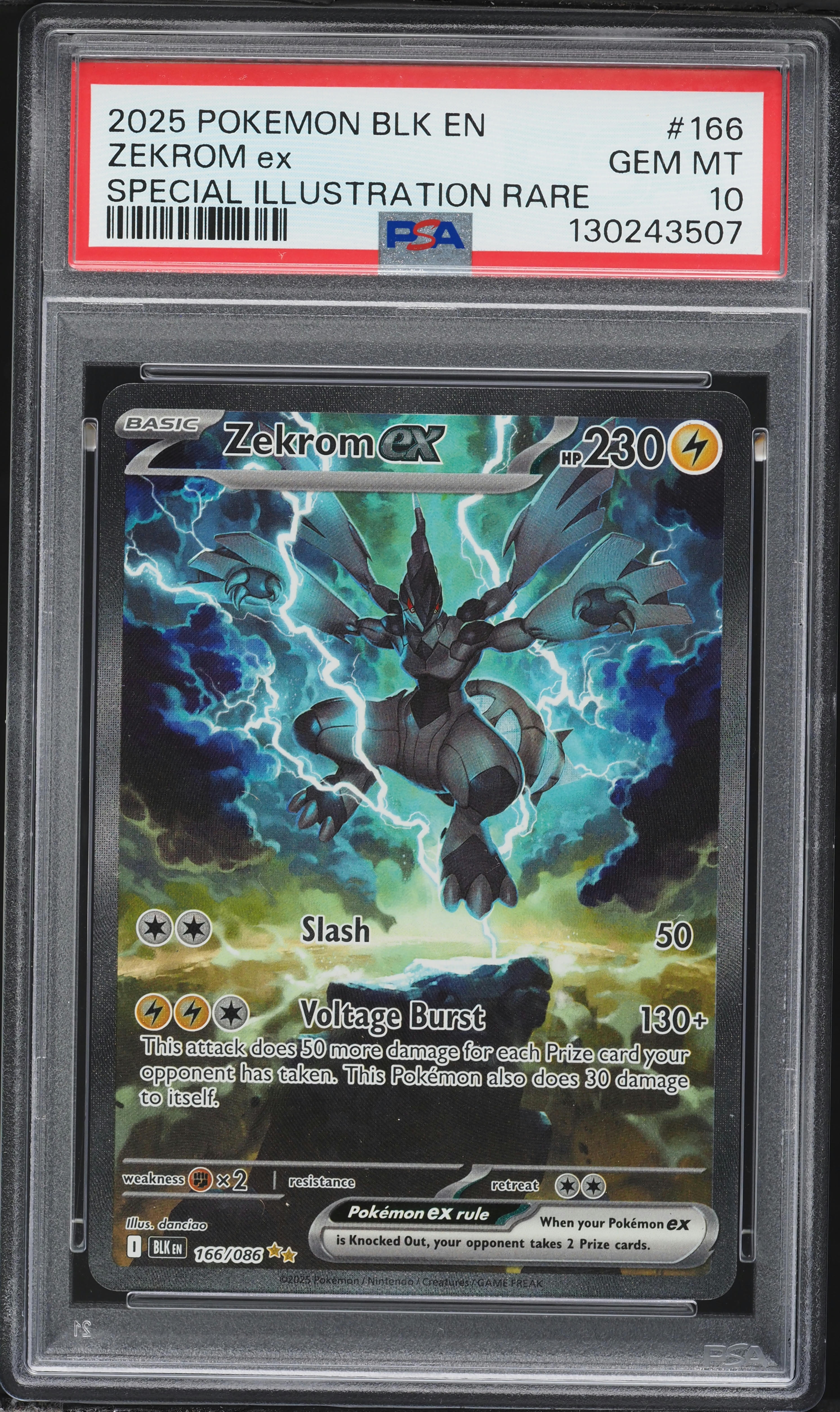 2025 Pokemon Scarlet & Violet Black Bolt SIR Zekrom ex #166 PSA 10