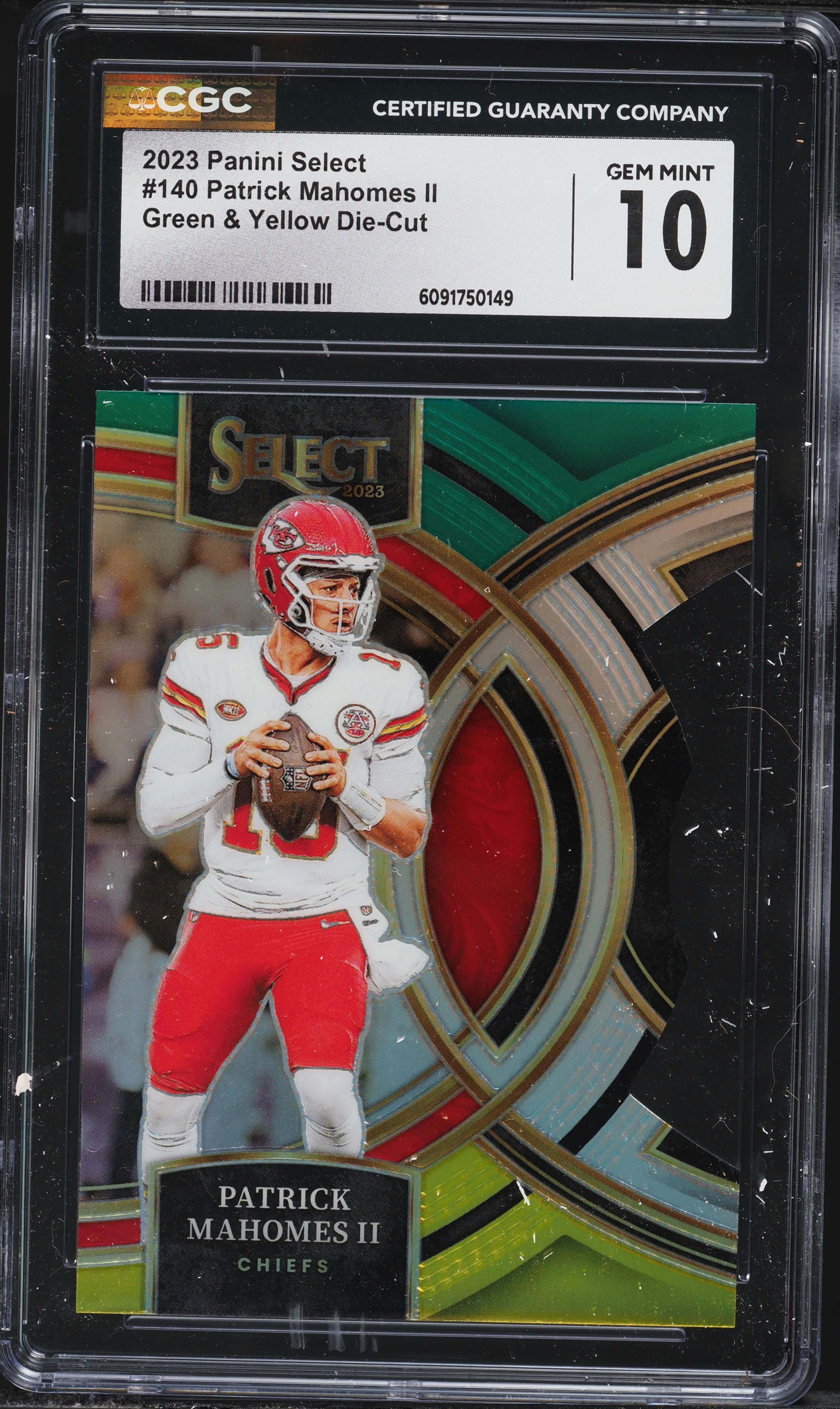 2023 Select Premier Green & Yellow Die-Cut Patrick Mahomes II #140