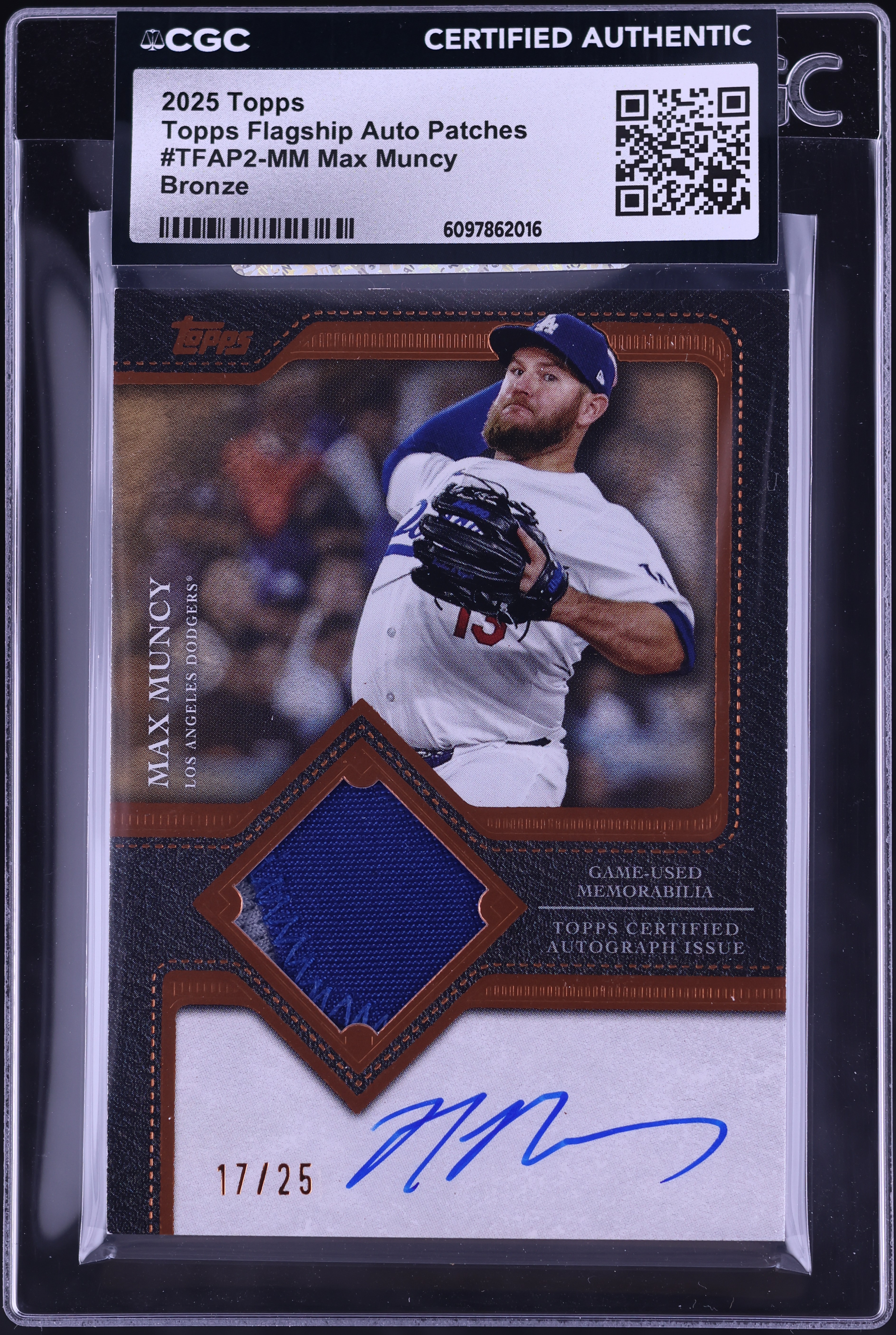 2025 Topps Flagship Bronze Max Muncy PATCH AUTO /25 #TFAP2-MM CGC 