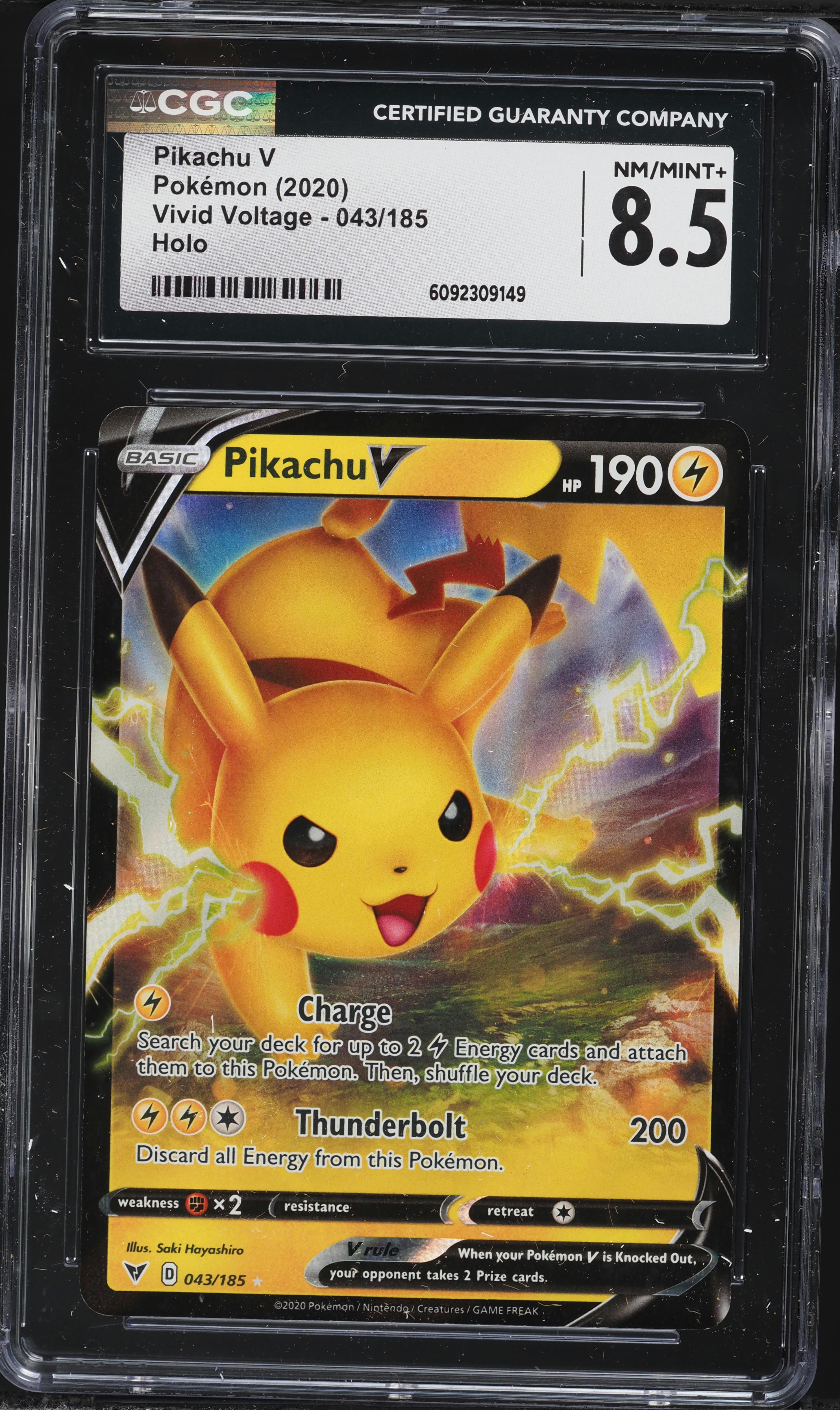 2020 Pokemon Sword & Shield Vivid Voltage Full Art Pikachu V #43