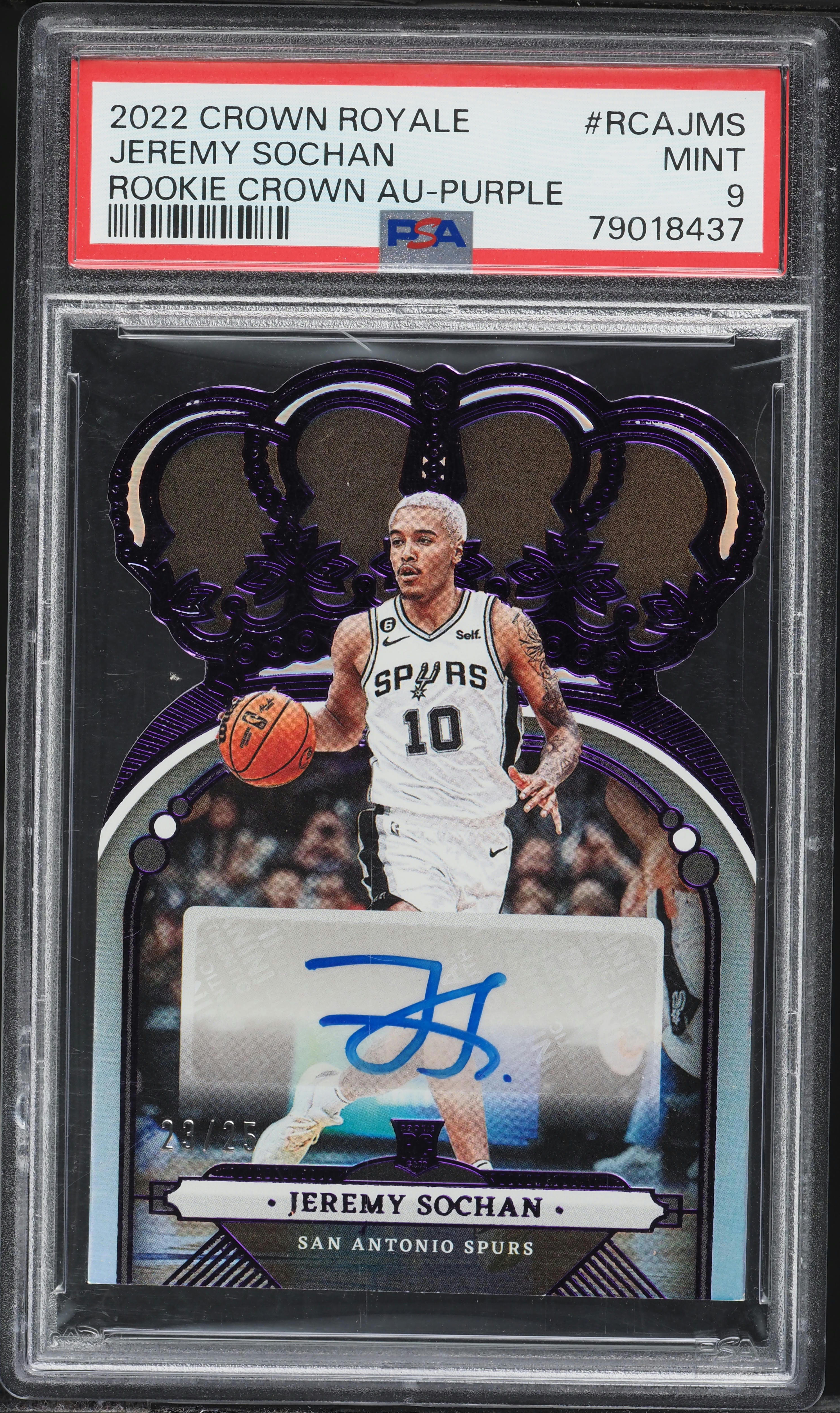 2022 Crown Royale Purple Jeremy Sochan ROOKIE AUTO /25 #RCAJMS PSA 