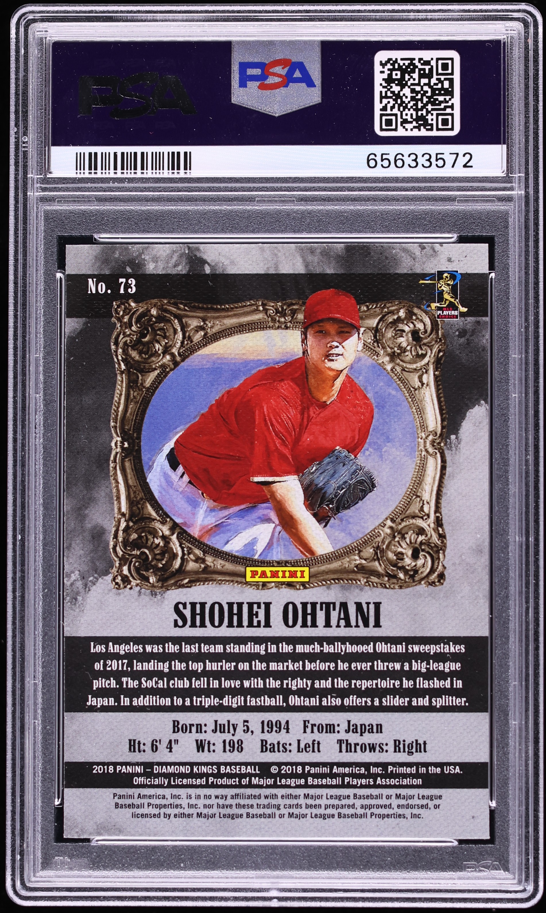 2018 Panini Diamond Kings Name In Japanese Shohei Ohtani ROOKIE