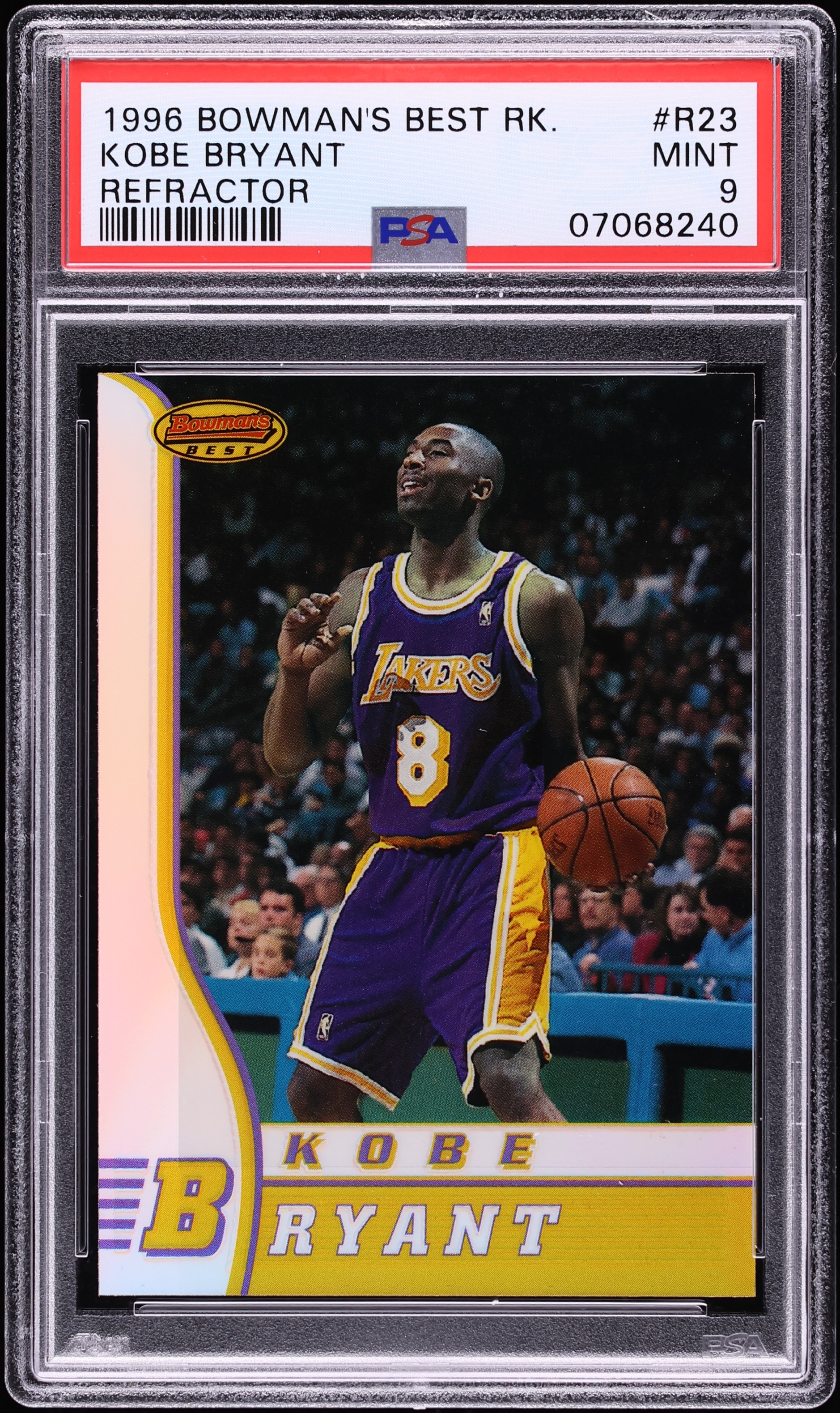 1996 Bowman's Best Refractor Kobe Bryant ROOKIE #R23 PSA 9 MINT on