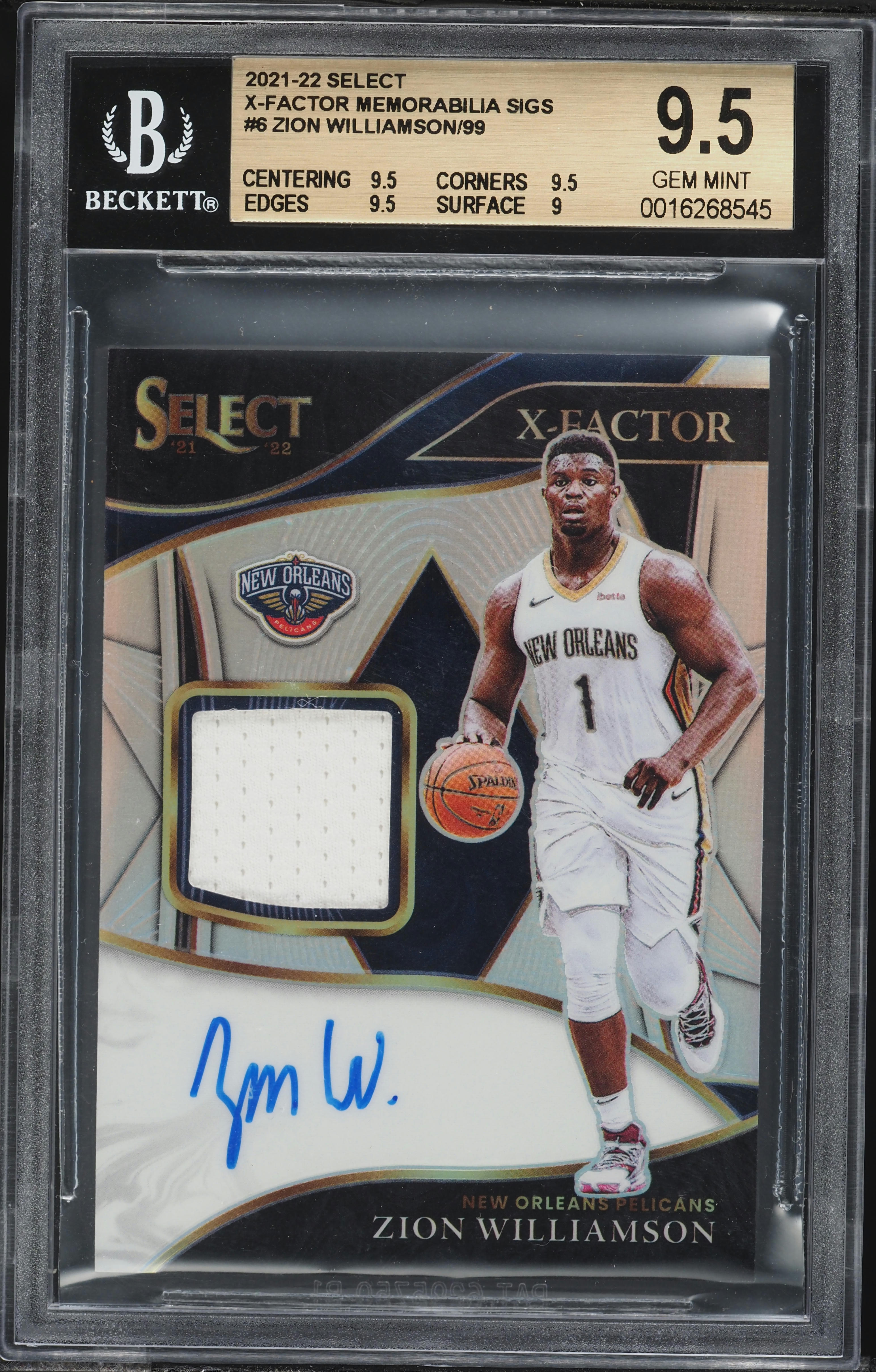 2021 Select X-Factor Memorabilia Zion Williamson PATCH AUTO /99 
