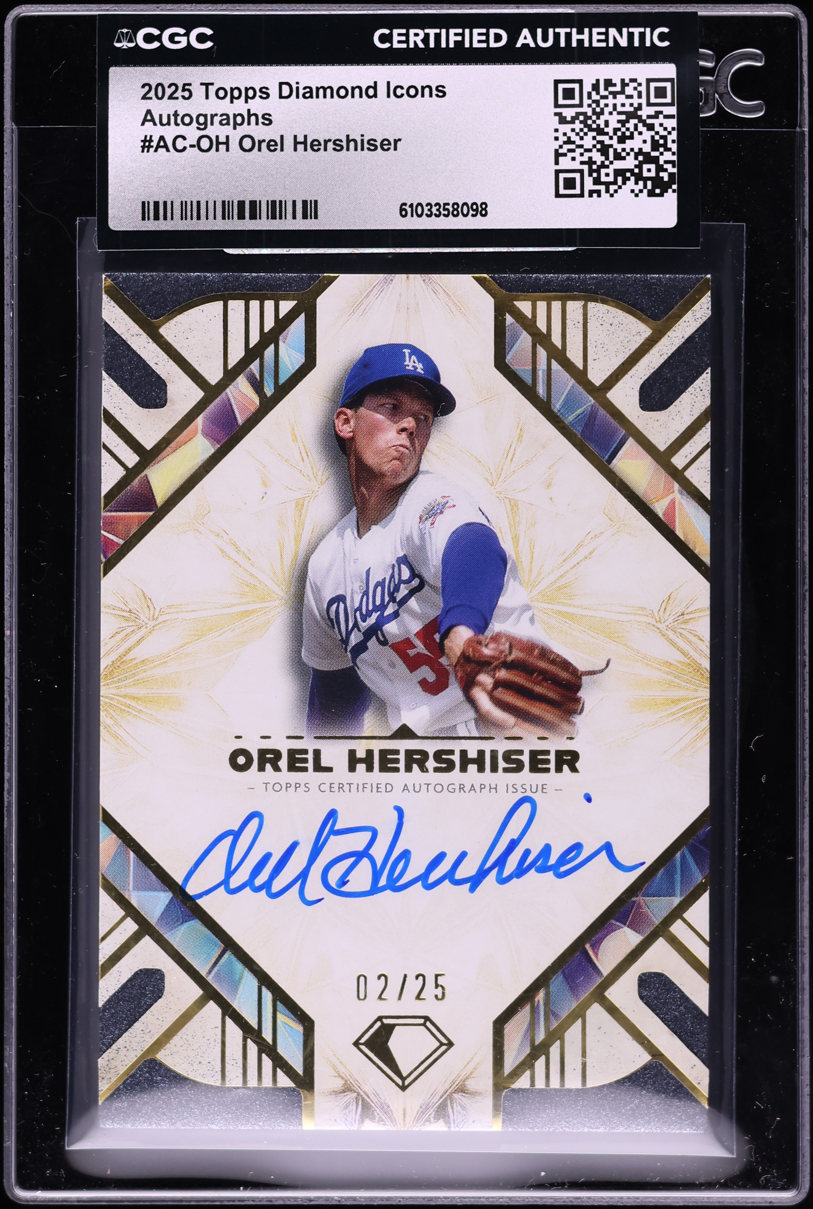 2025 Topps Diamond Icons Orel Hershiser AUTO /25 #AC-OH CGC AUTH 
