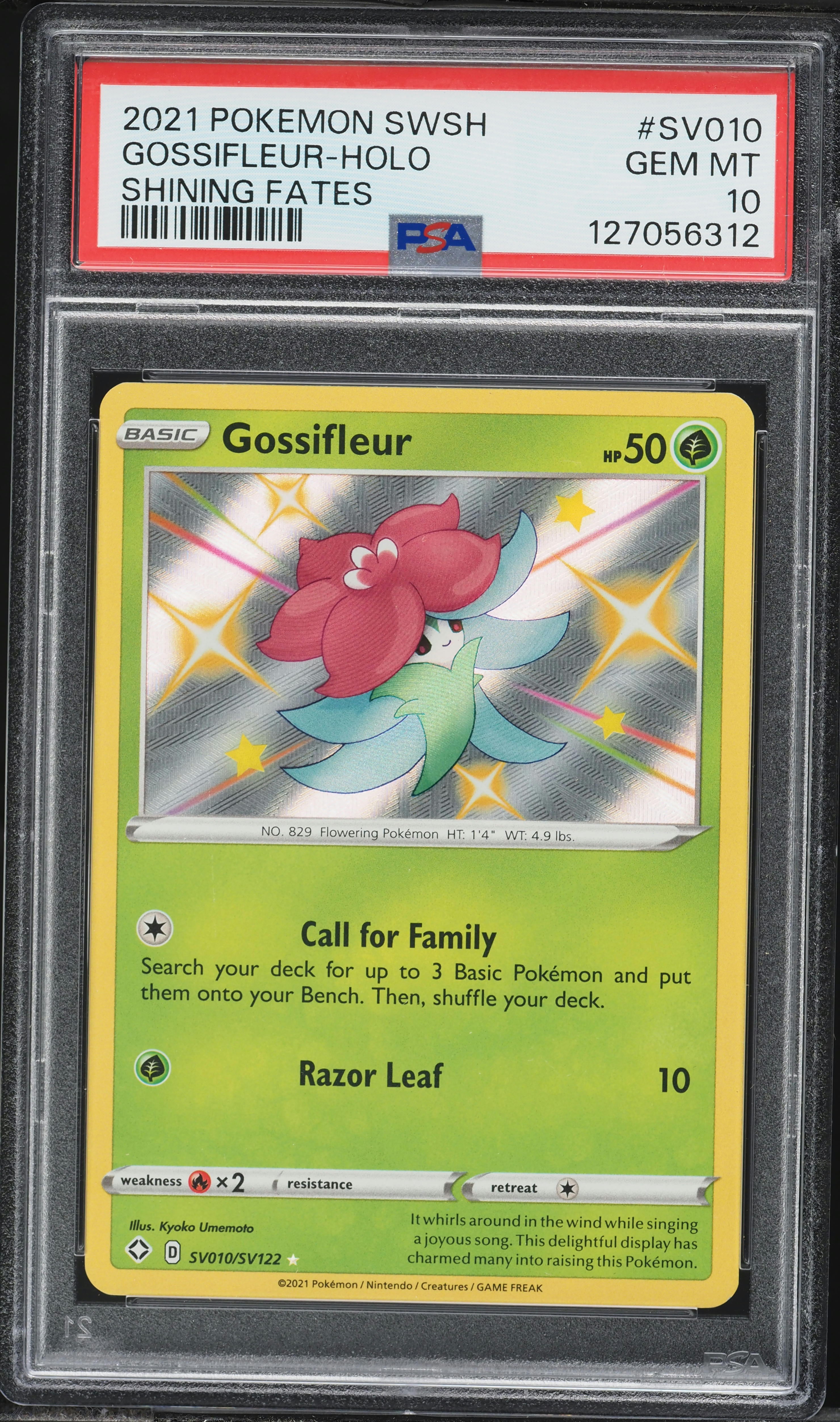 2021 Pokemon Sword & Shield Shining Fates Shiny Gossifleur #SV10 PSA 10 GEM  MINT on Fanatics Collect