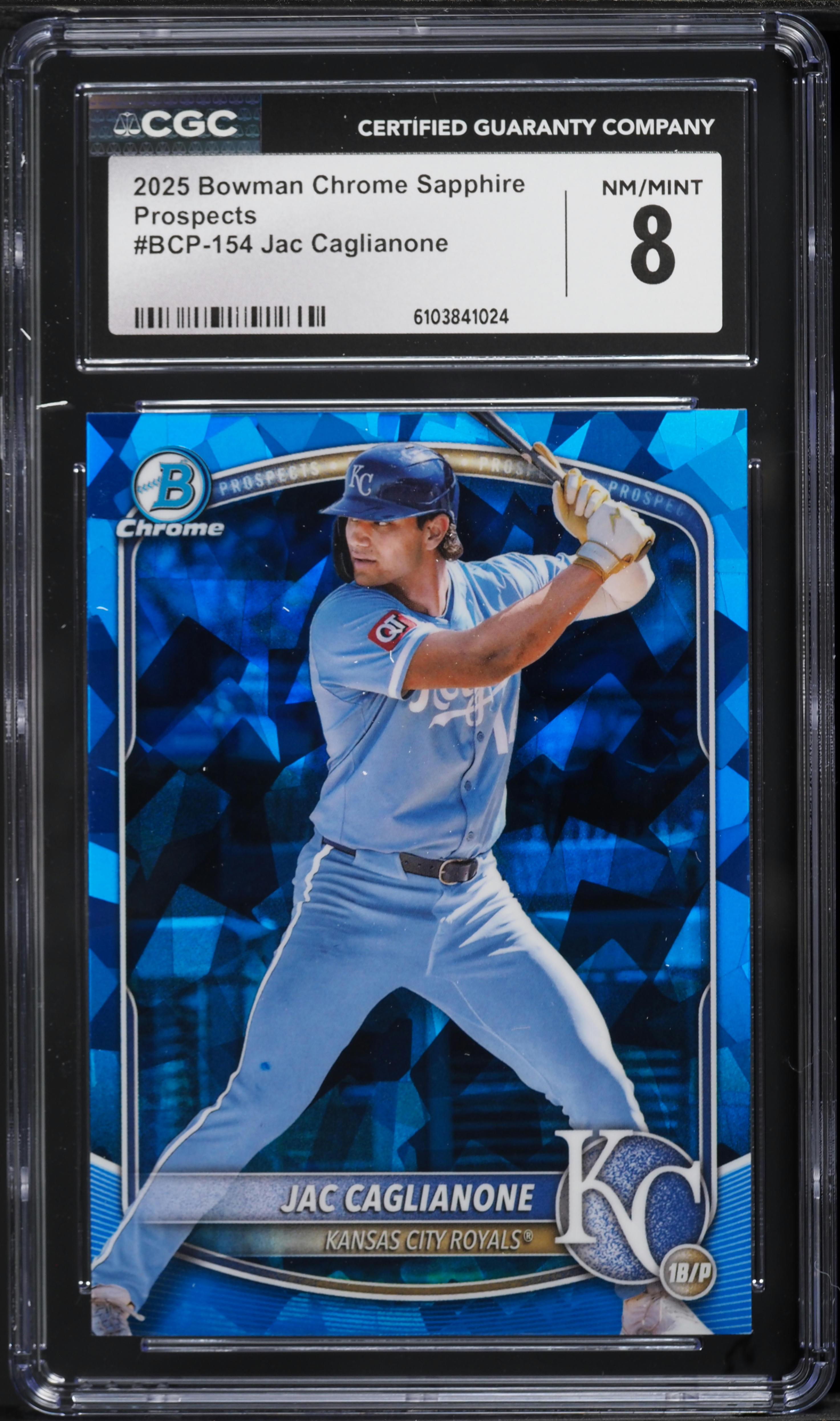 2025 Bowman Chrome Sapphire Jac Caglianone PROSPECT #BCP-154 CGC 8 