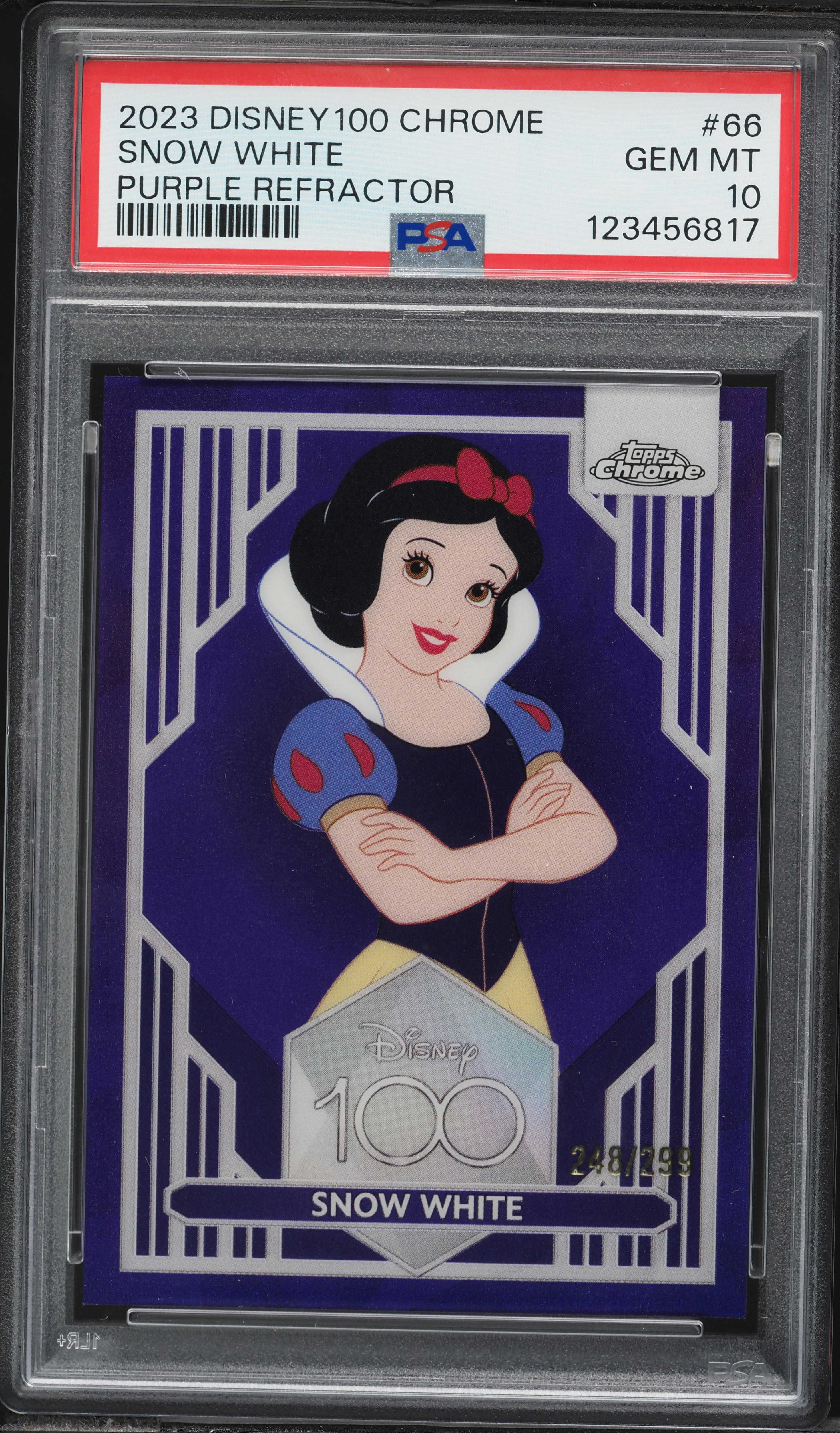 2023 Topps Chrome Disney 100 Purple Refractor Snow White /299 #66