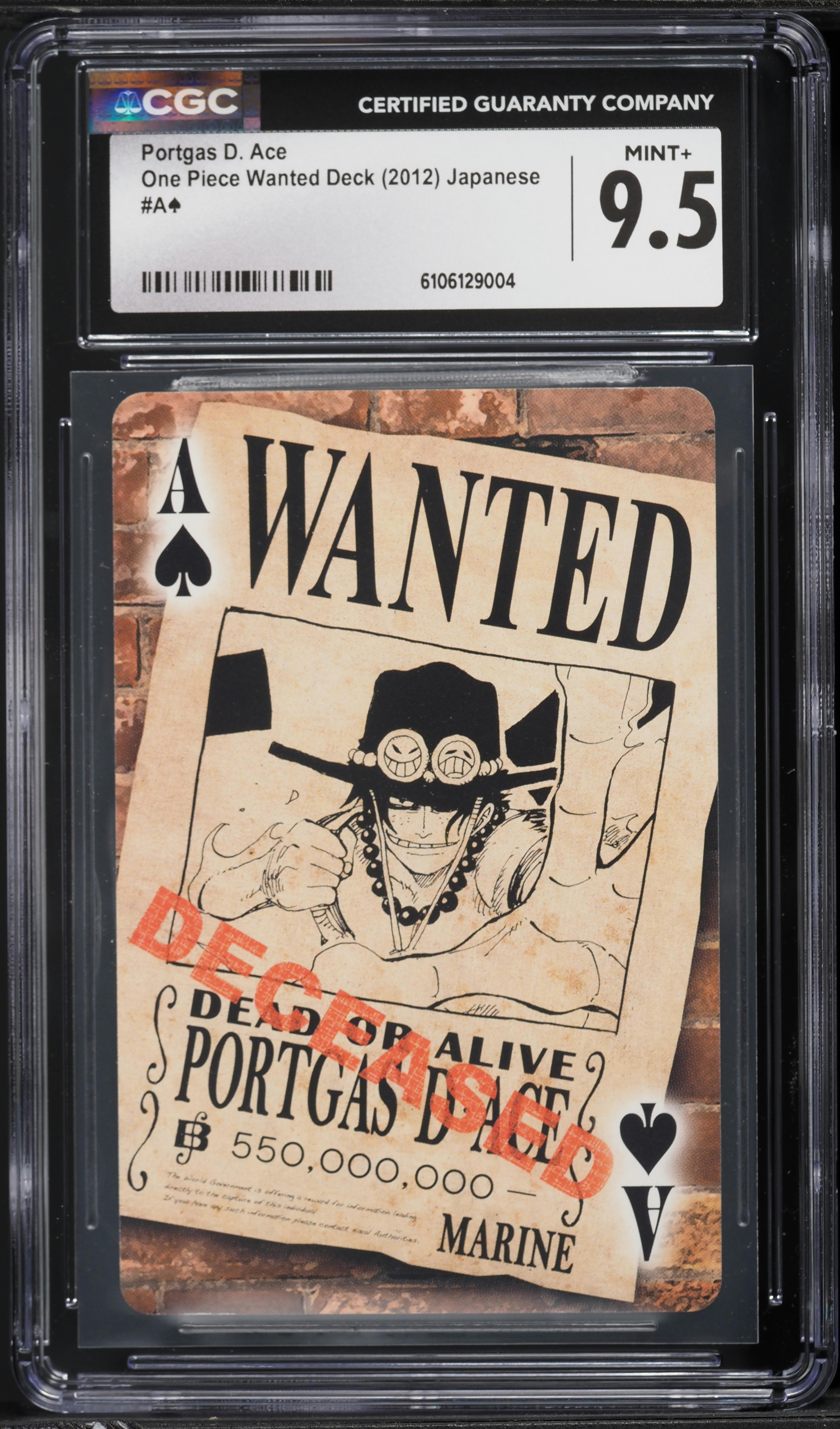 2012 One Piece Japanese Wanted Deck Portgas D. Ace #A CGC 9.5