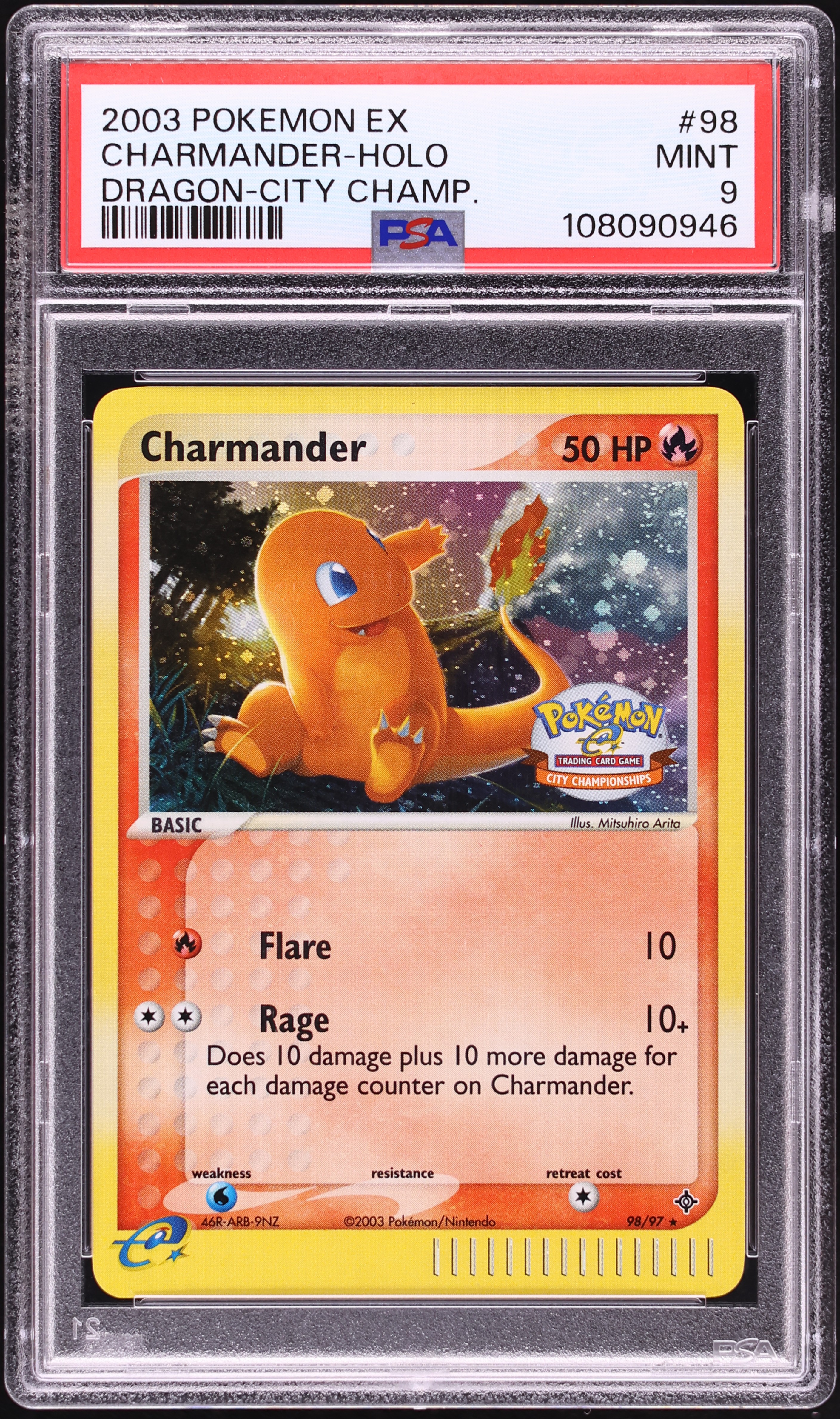2003 Pokemon EX Dragon City Championships Holo Charmander #98 PSA