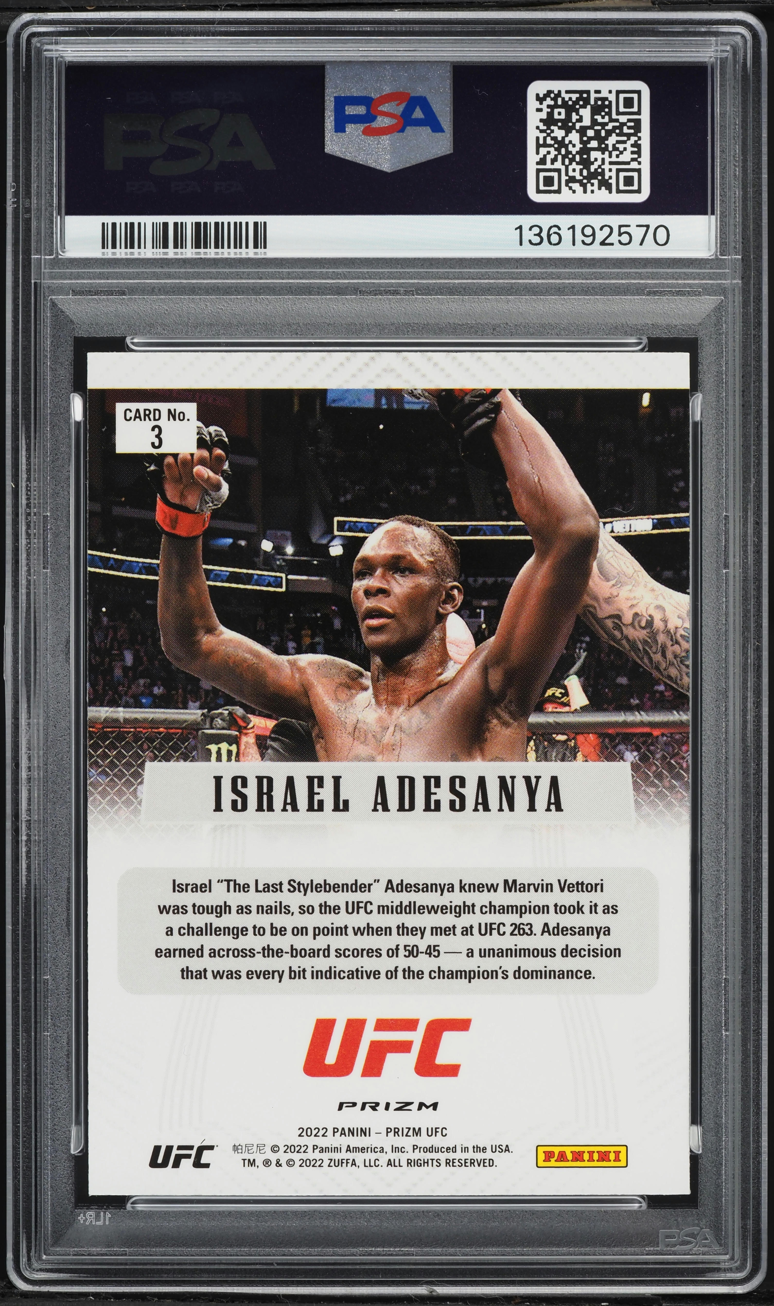 Carte à Collectionner UFC - Israel Adesanya Green Prizm - Notée 9.5 HGA - Édition Limitée
