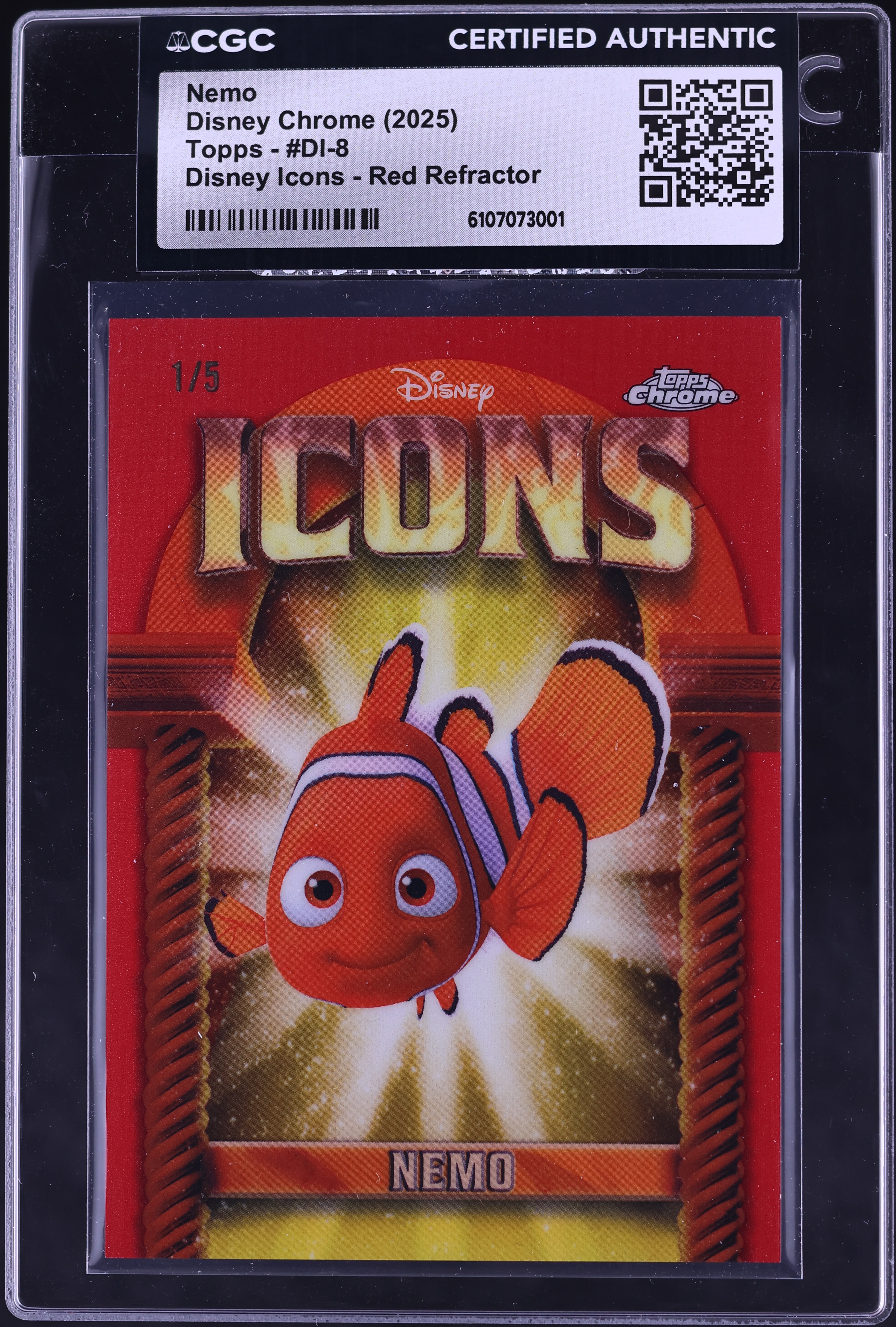 2025 Topps Chrome Disney Icons Red Refractor Nemo 1/5 #DI-8 CGC
