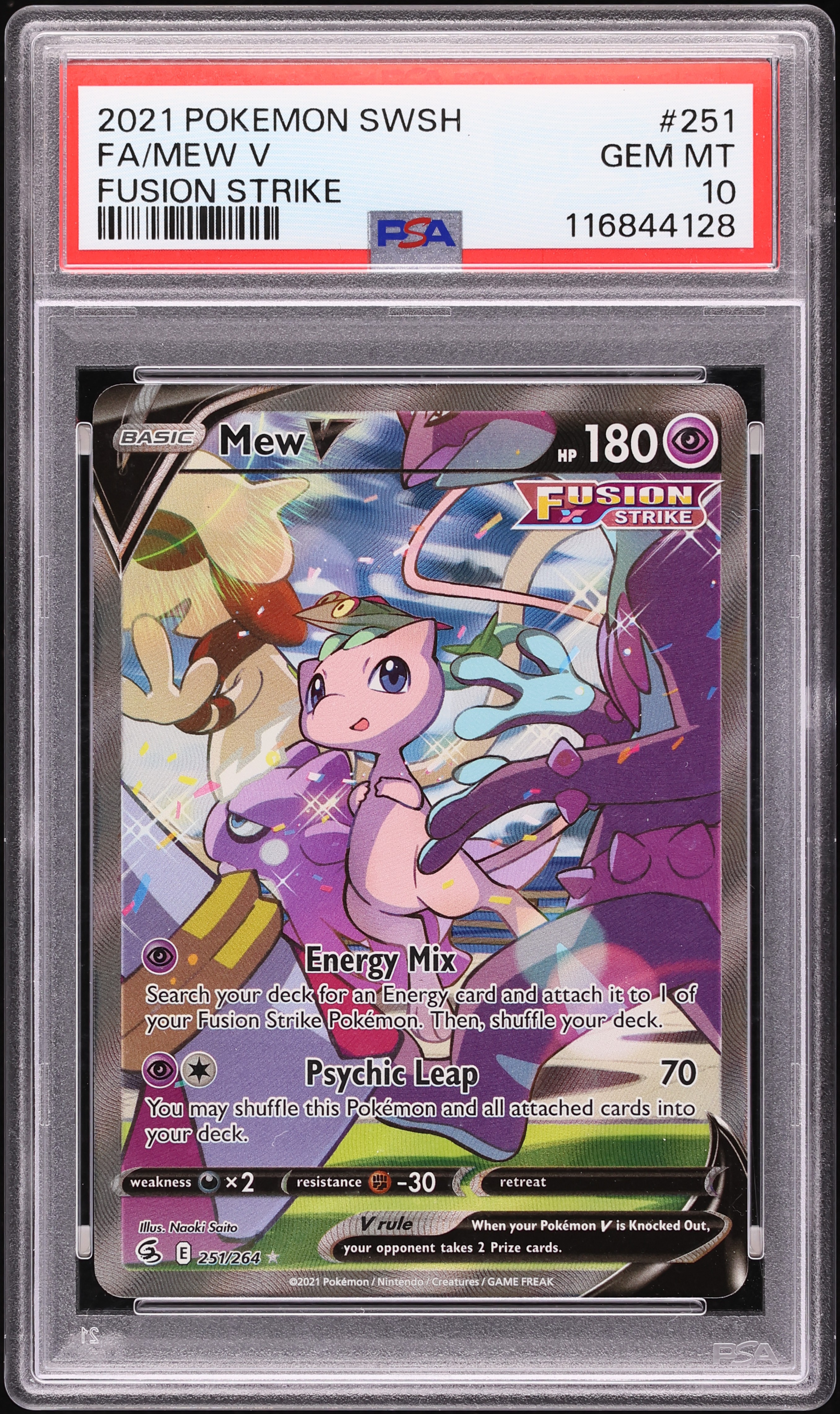 2021 Pokemon Sword & Shield Fusion Strike Full Art Mew V #251 PSA