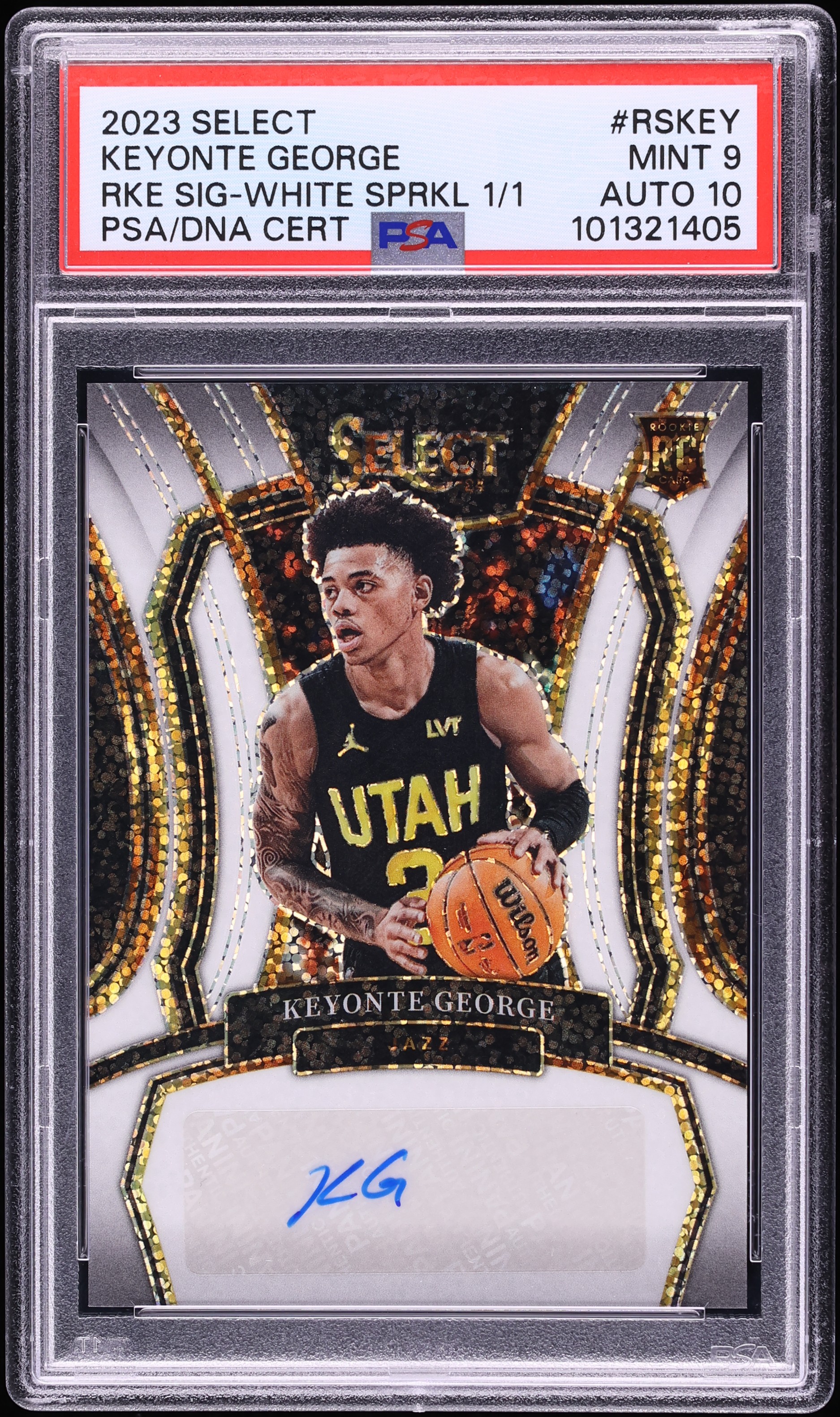 2023 Select White Sparkle Keyonte George ROOKIE AUTO DNA 10 1/1 
