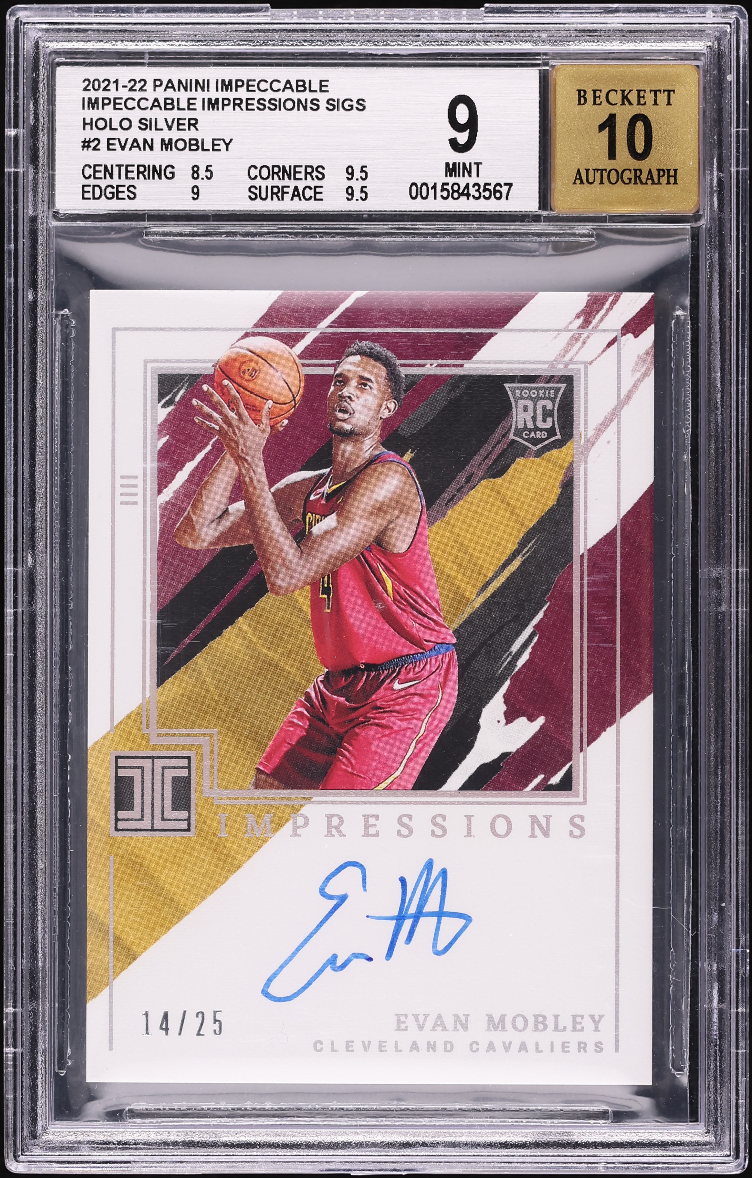 2021 Panini Impeccable Impressions Holo Silver Evan Mobley ROOKIE