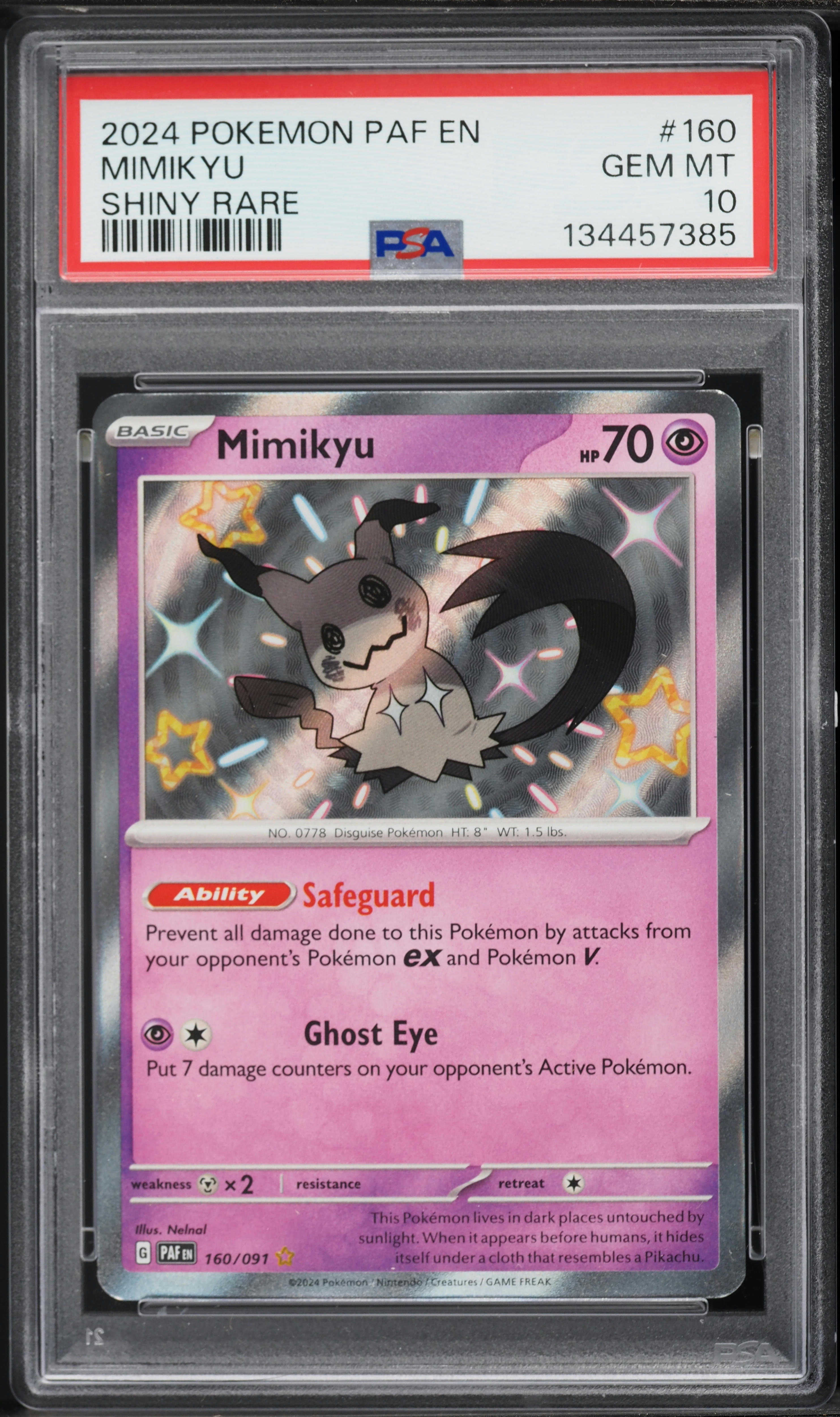 shiny mimikyu pokemon card TCG Ability  Safeguard Prevent all damage done to this Pokemon by attacks from your opponents Pokemon ex and Pokemon V Pokemon Card Game/[SV4a] Shiny Treasure