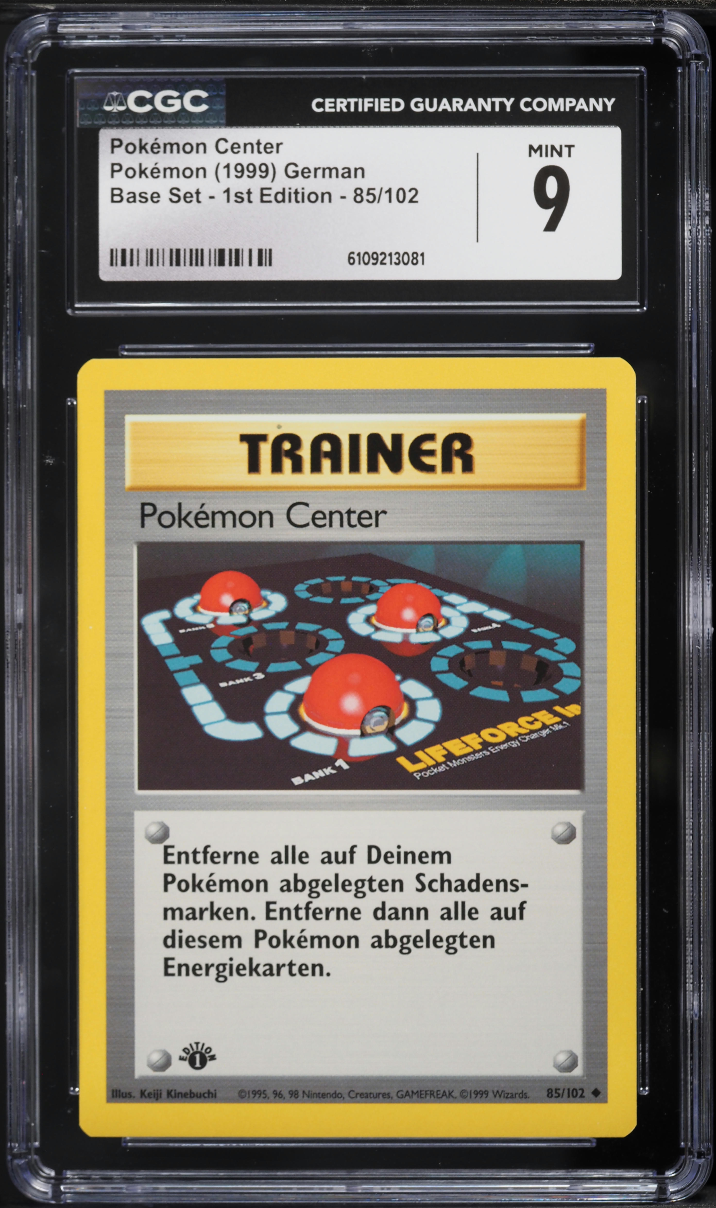 1999 Pokemon German Base Set 1st Edition Pokemon Center #85 CGC 9