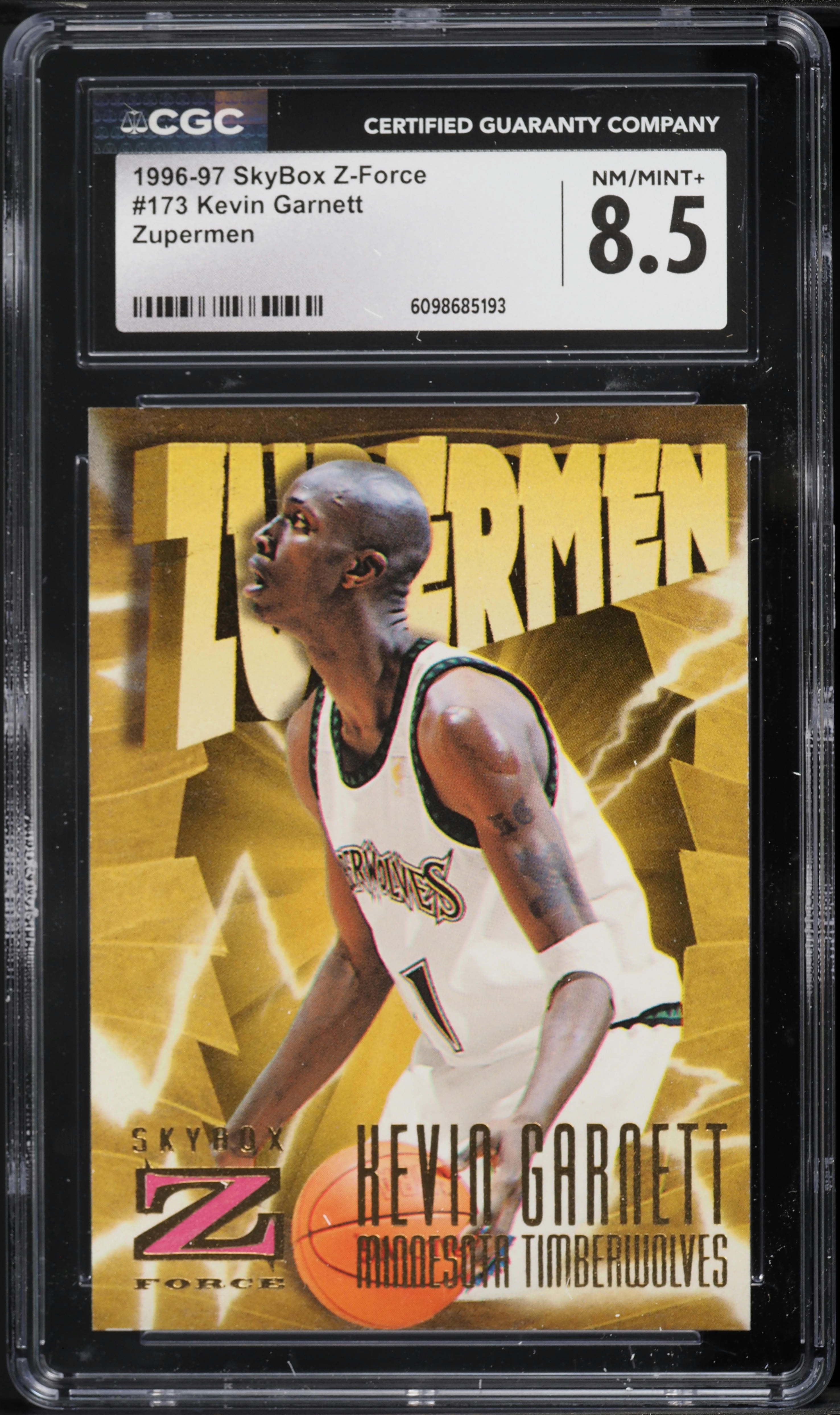 1996 Skybox Z-Force Zupermen Kevin Garnett #173 CGC 8.5 NM-MT+ on
