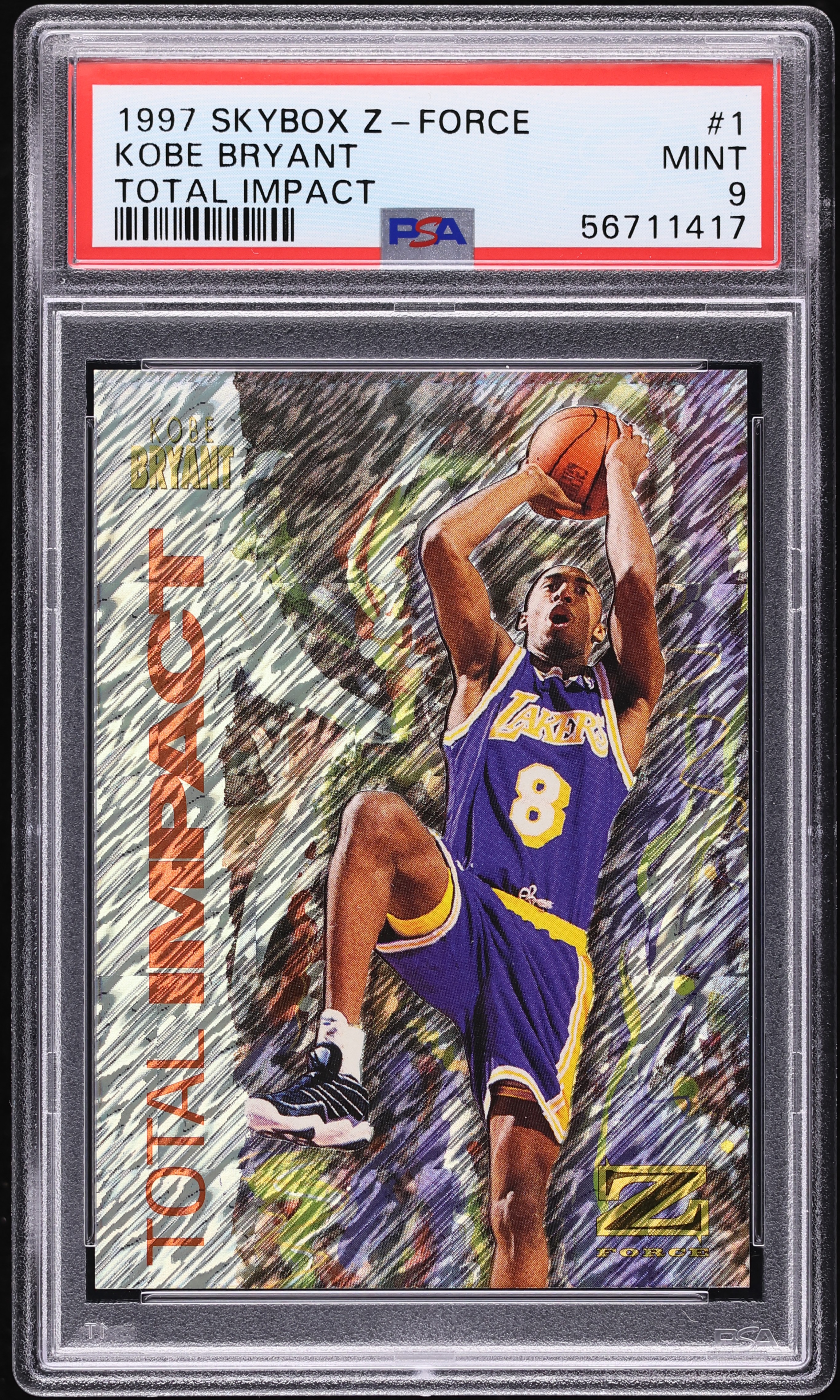 その他 1997 Skybox Z-Force Kobe Total Impact 1997 Skybox Z-Force Total Impact Kobe Bryant #1 PSA 9 MINT on