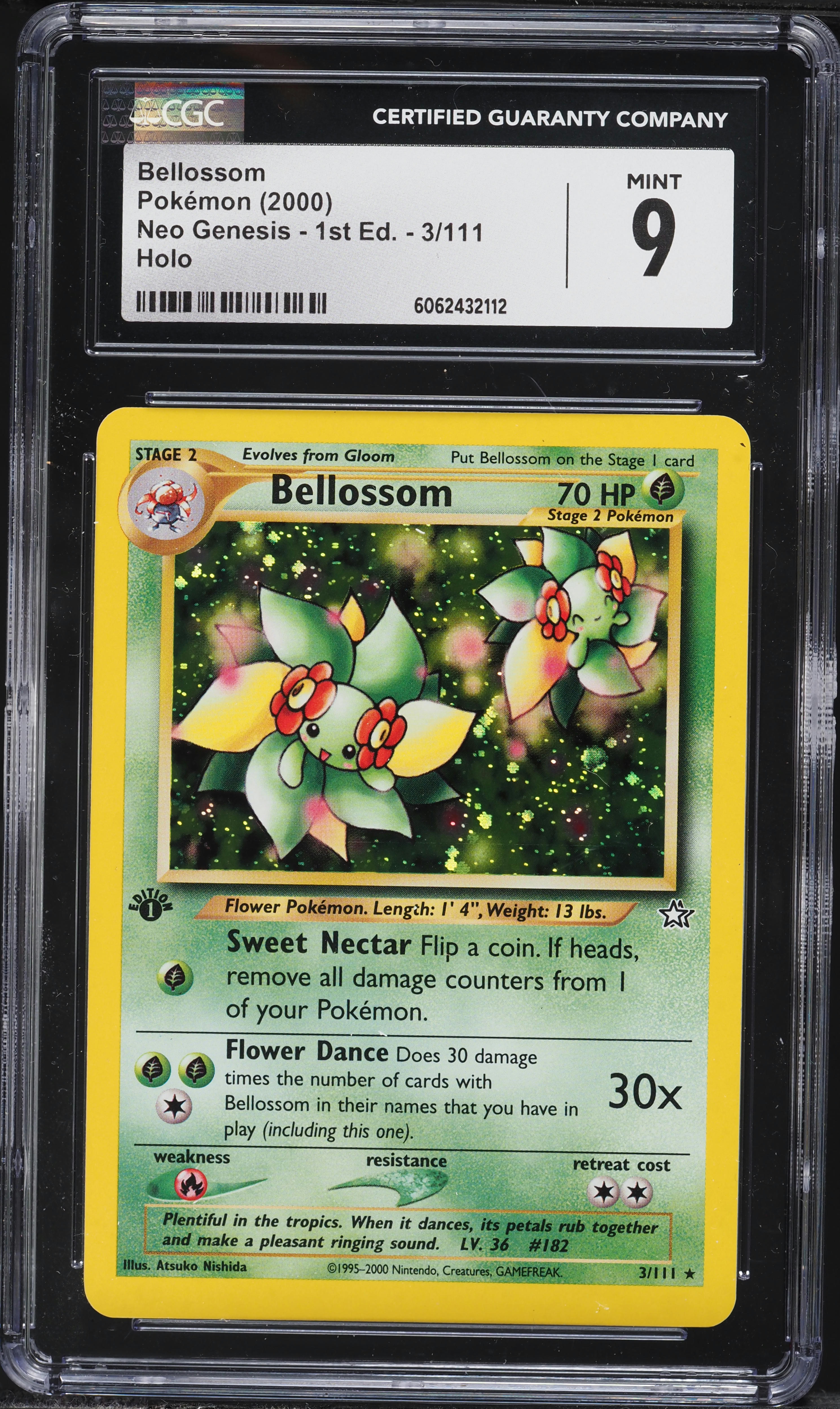 2000 Pokemon Neo Genesis 1st Edition Holo Bellossom #3 CGC 9 MINT