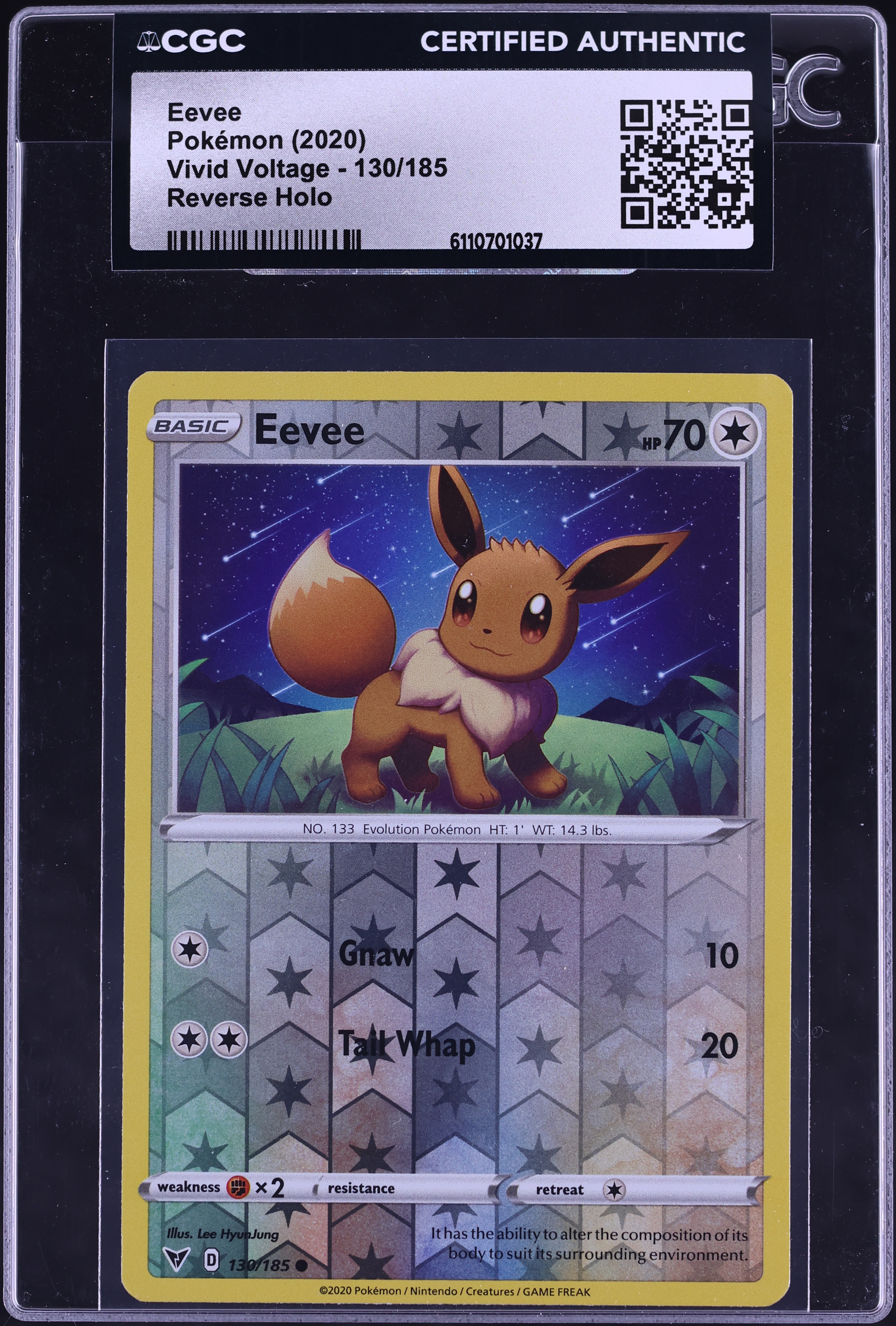 2020 Pokemon Sword & Shield Vivid Voltage Reverse Holo Eevee #130