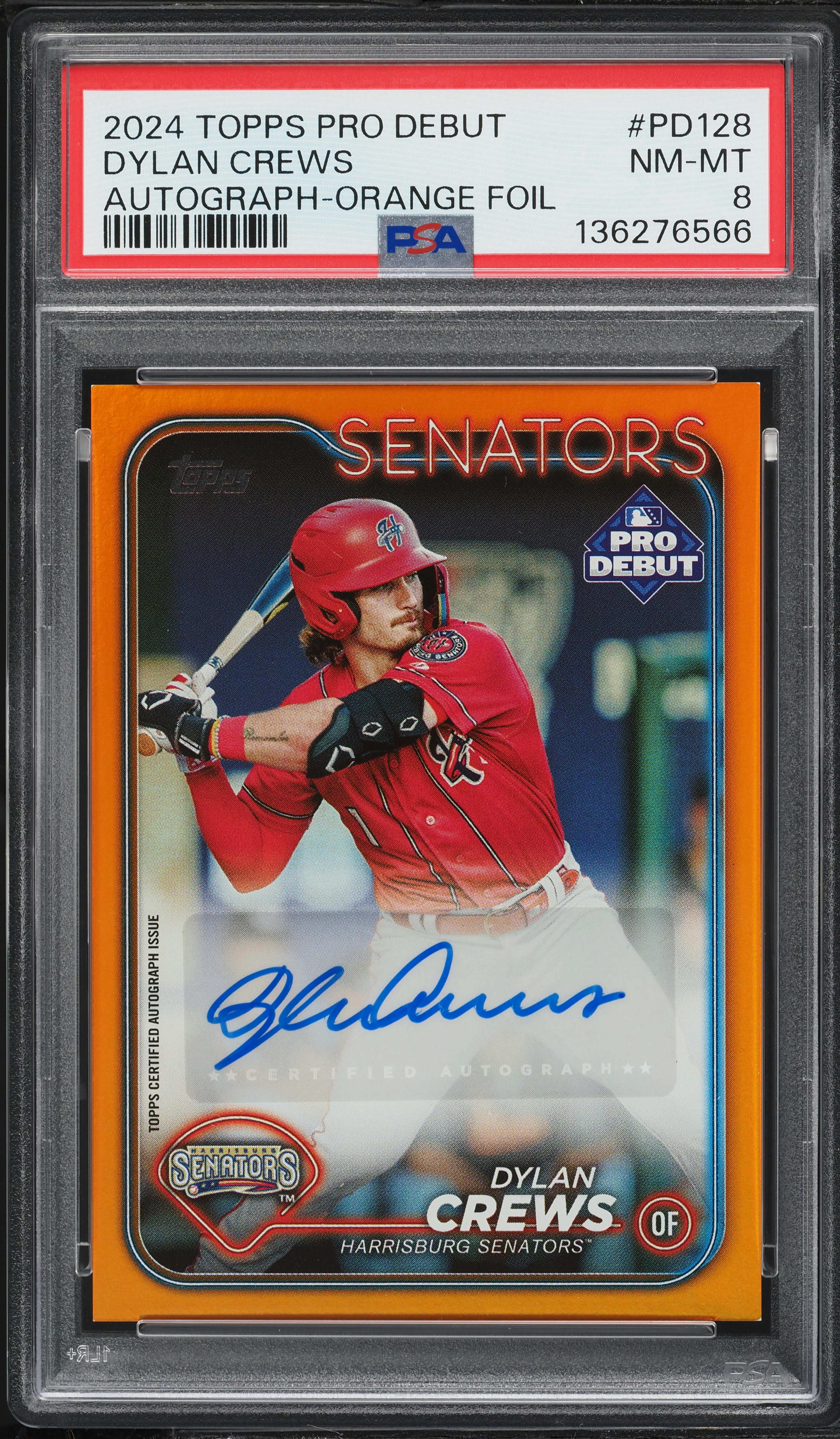 2024 Topps Pro Debut Orange Foil Dylan Crews PROSPECT AUTO /25 