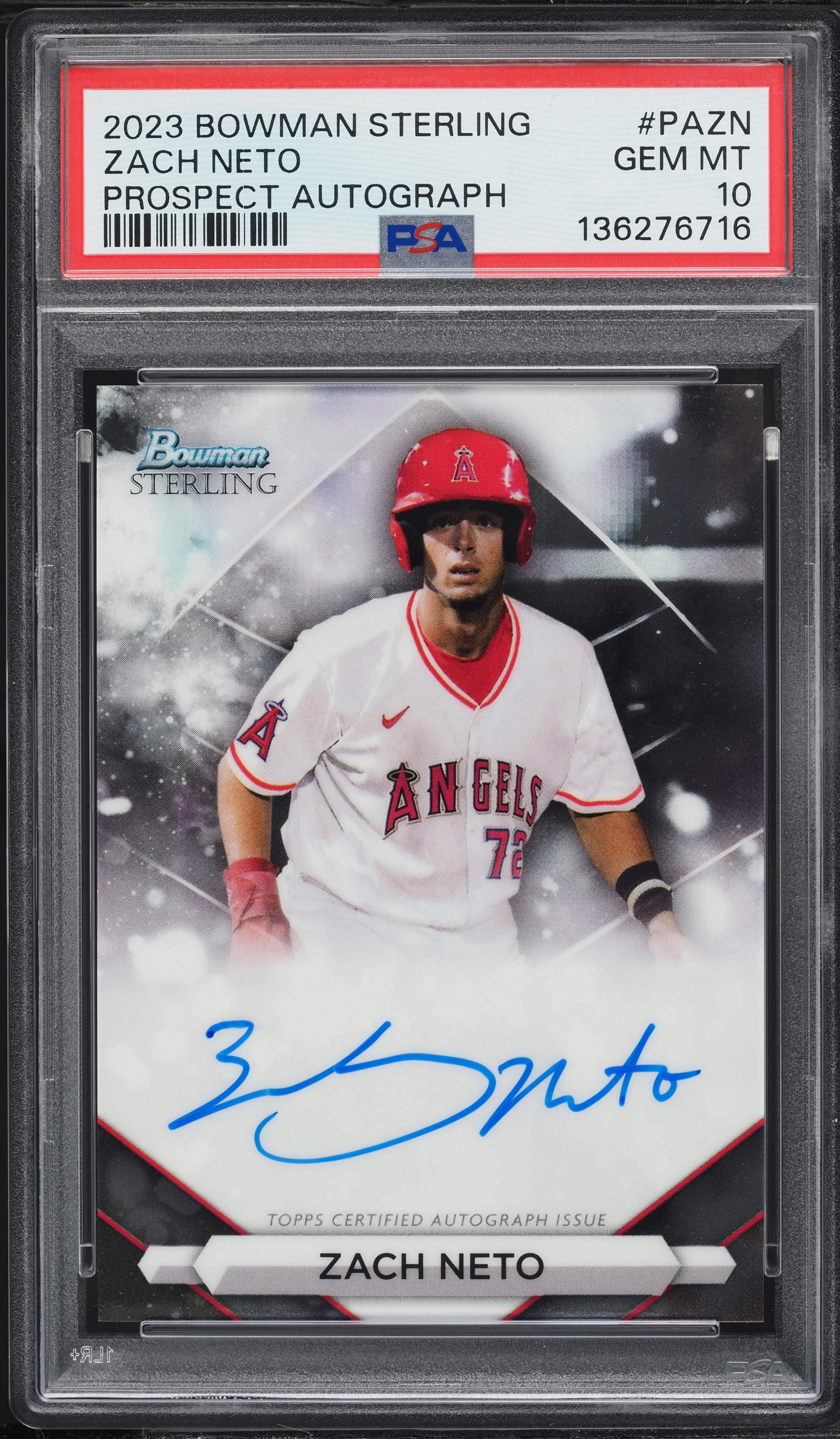 2023 Bowman Sterling Zach Neto PROSPECT AUTO #PA-ZN PSA 10 GEM 