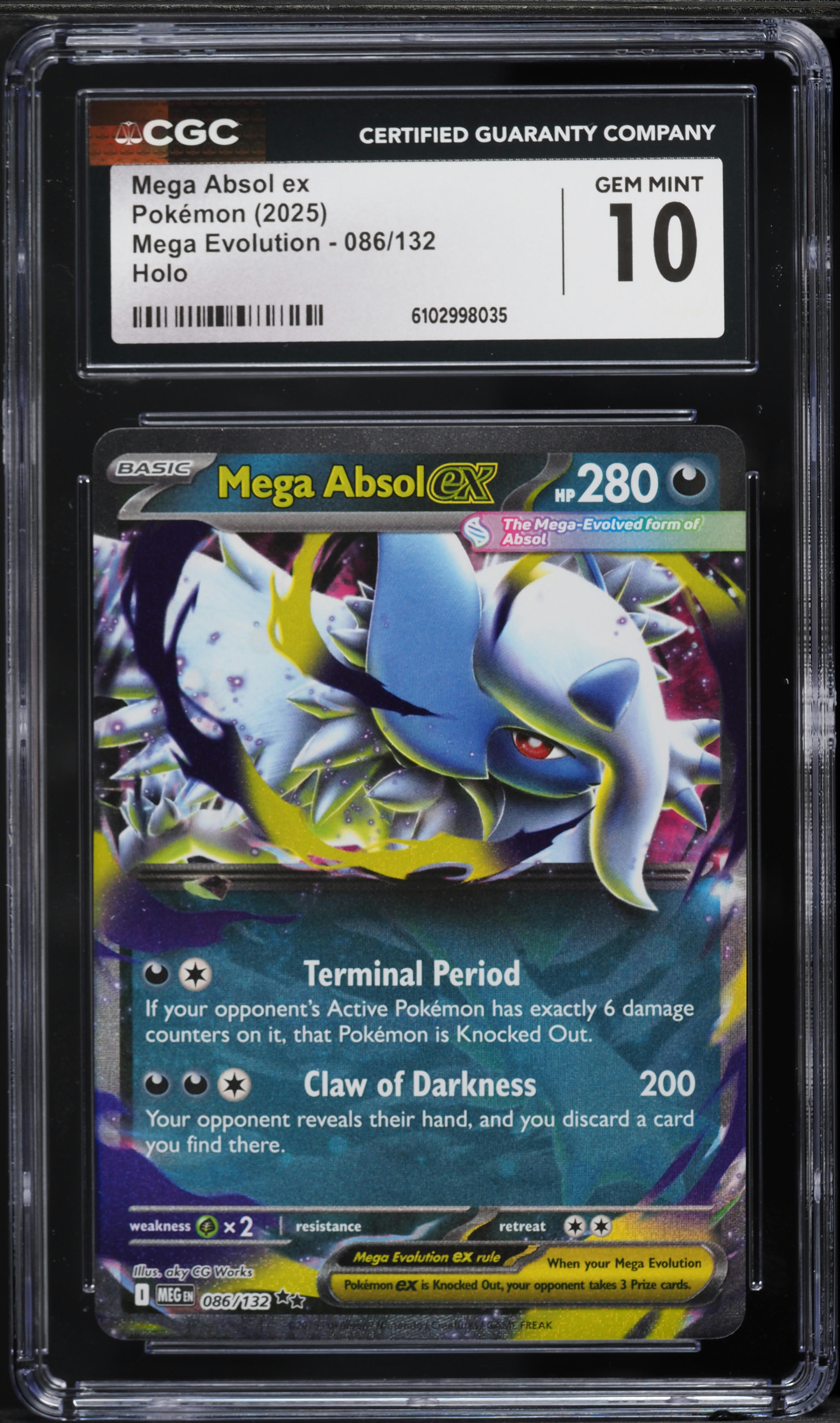 2025 Pokemon Mega Evolution Holo Mega Absol EX #86 CGC 10 GEM MINT