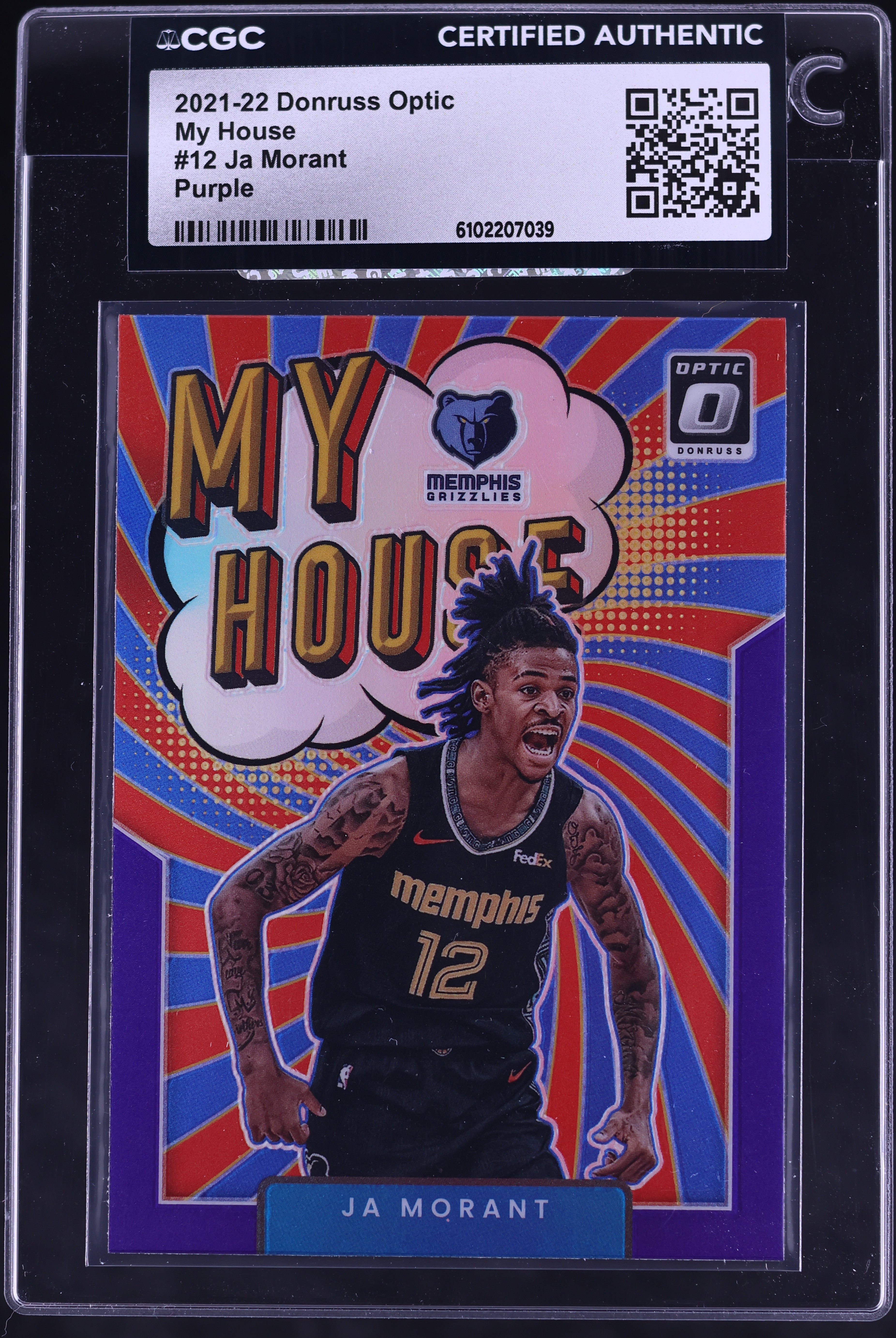 2021 Donruss Optic My House Purple Ja Morant #12 CGC AUTH on 