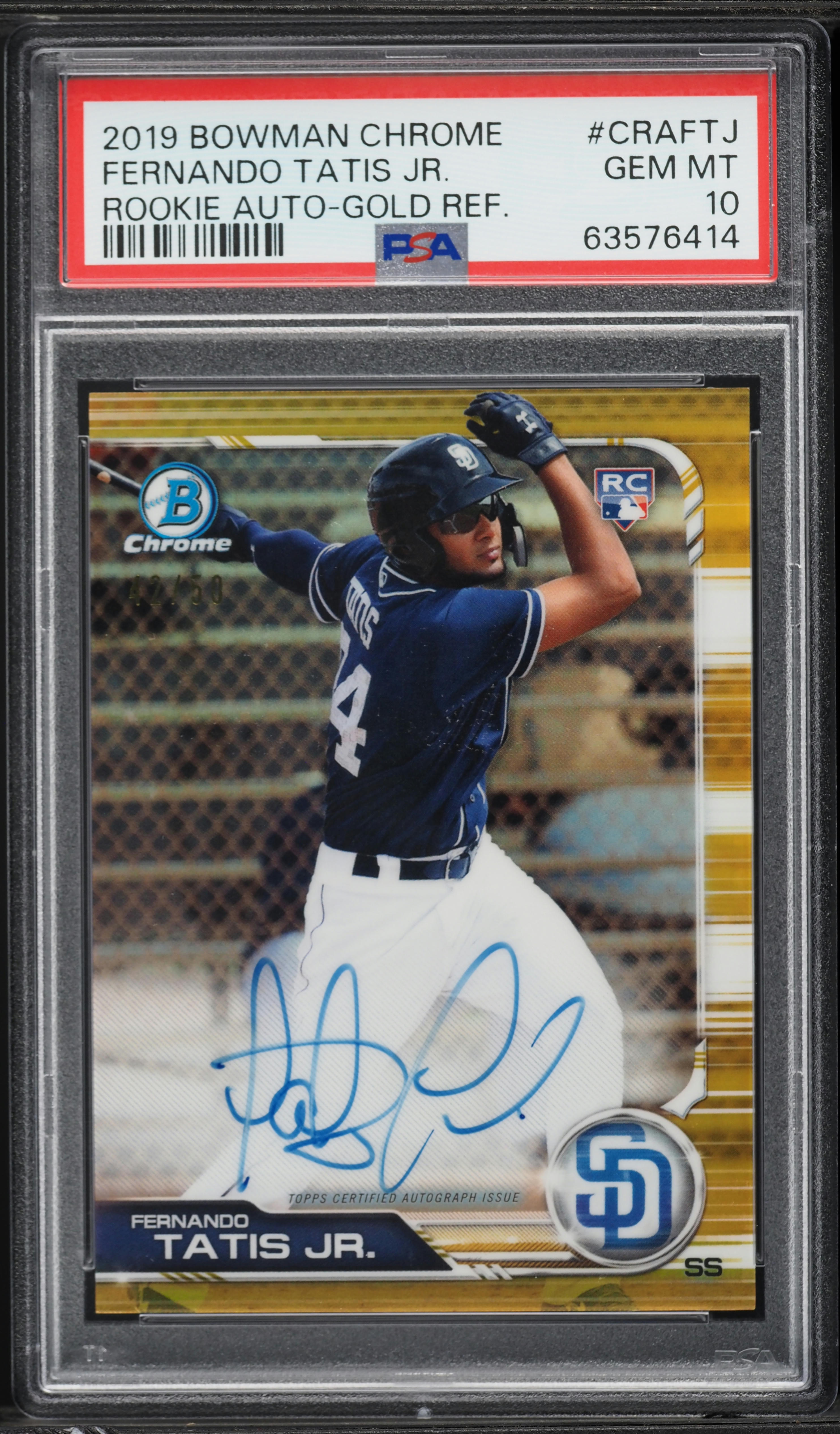 2019 Bowman Chrome Refractor Fernando Tatis Jr. ROOKIE AUTO /50 