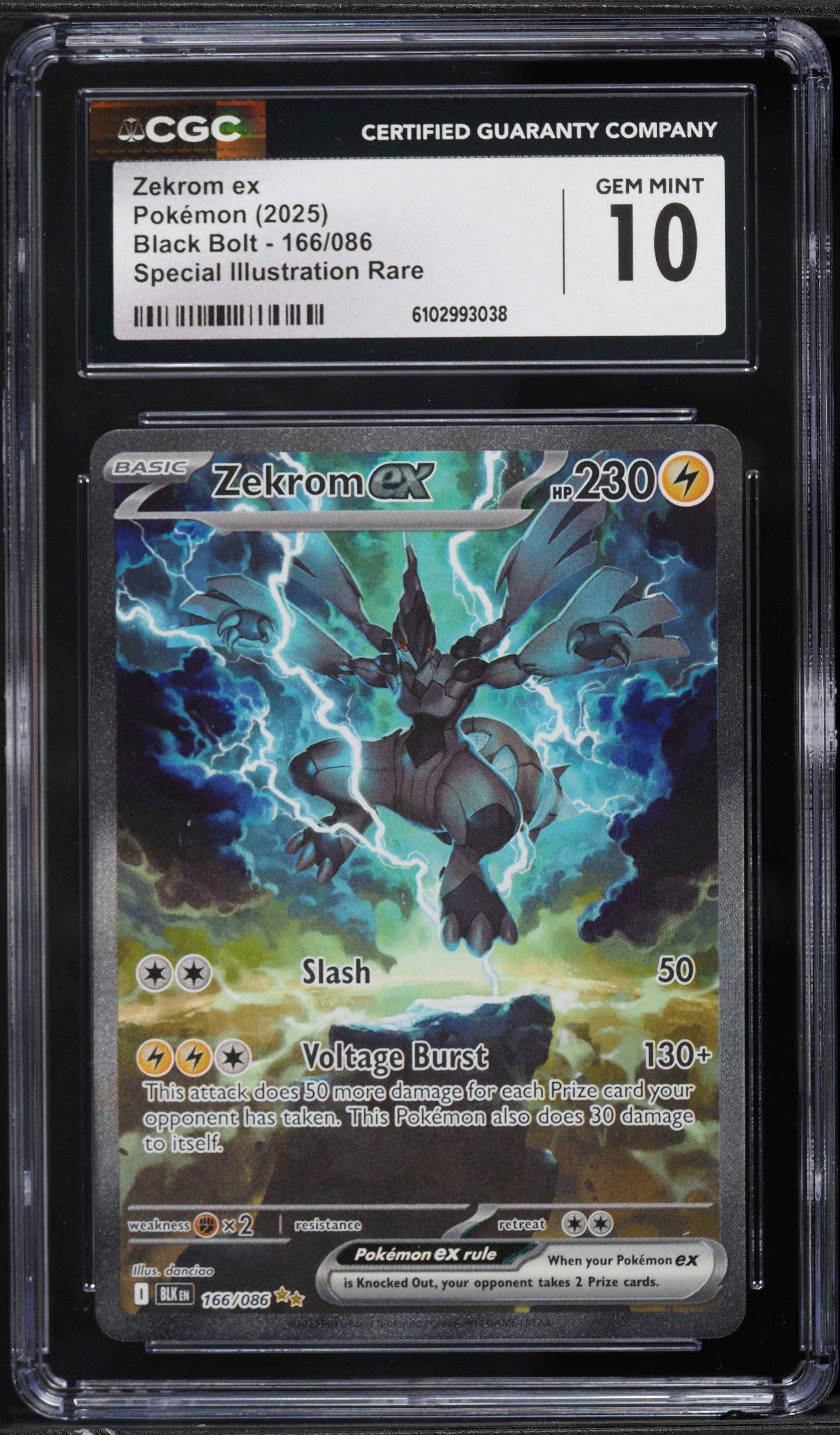 ゼクロムEX 2025年 BW RARE 2025 Pokemon Scarlet & Violet Black Bolt SIR Zekrom EX #166 CGC 10
