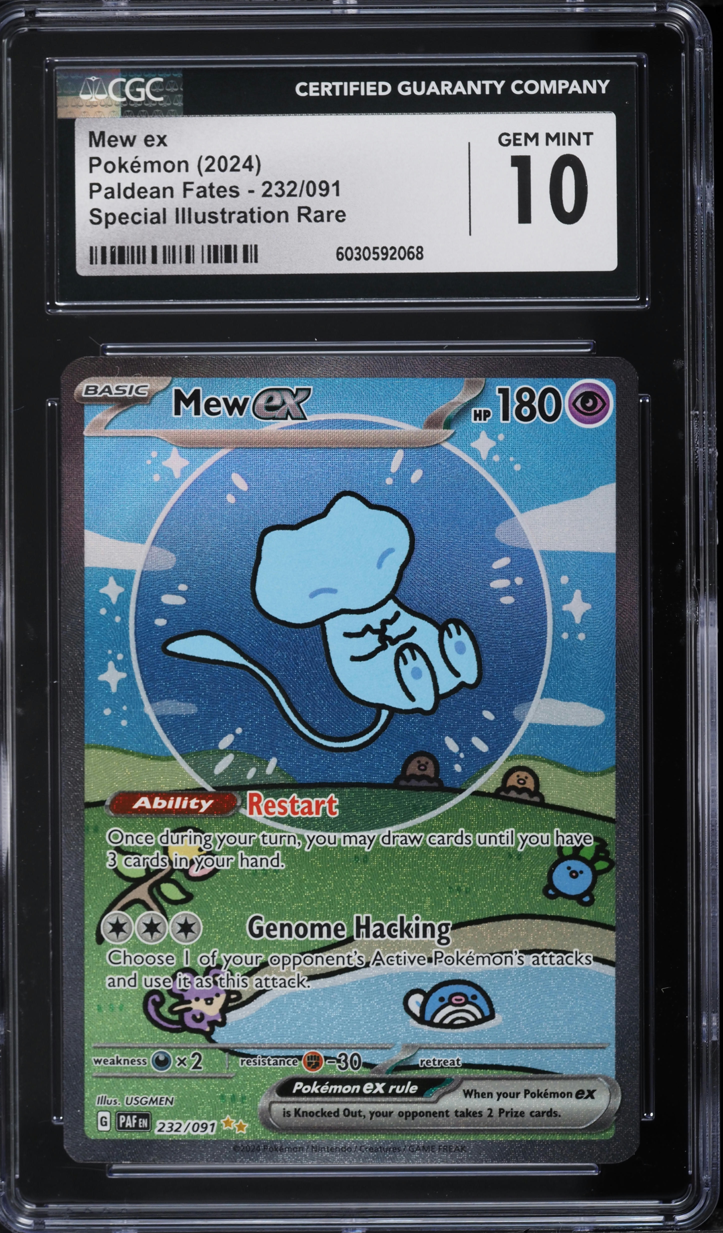 2024 Pokemon Scarlet & Violet Paldean Fates SIR Mew ex #232 CGC 10