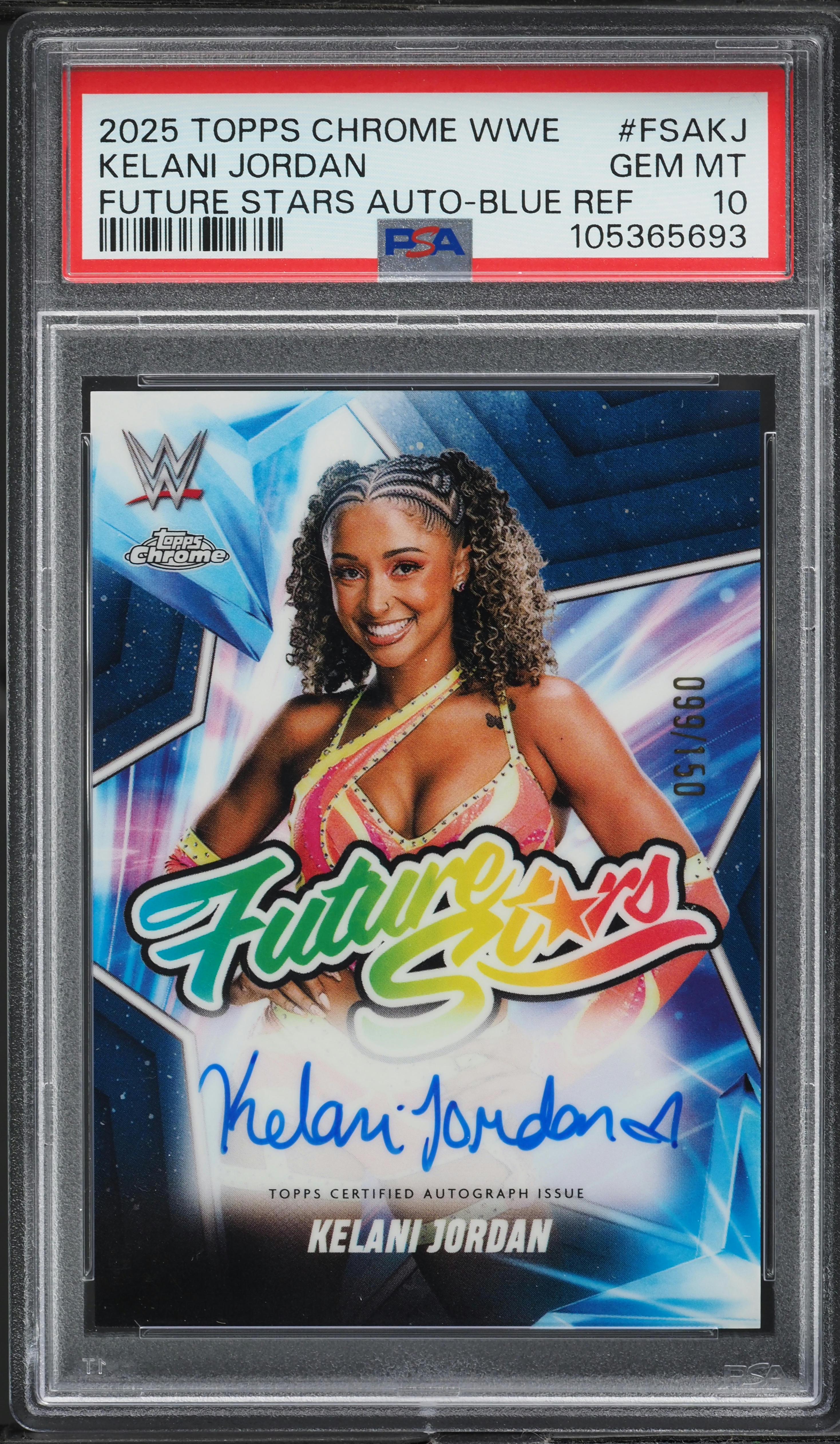 2025 Topps Chrome WWE Future Stars Blue Refractor Kelani Jordan