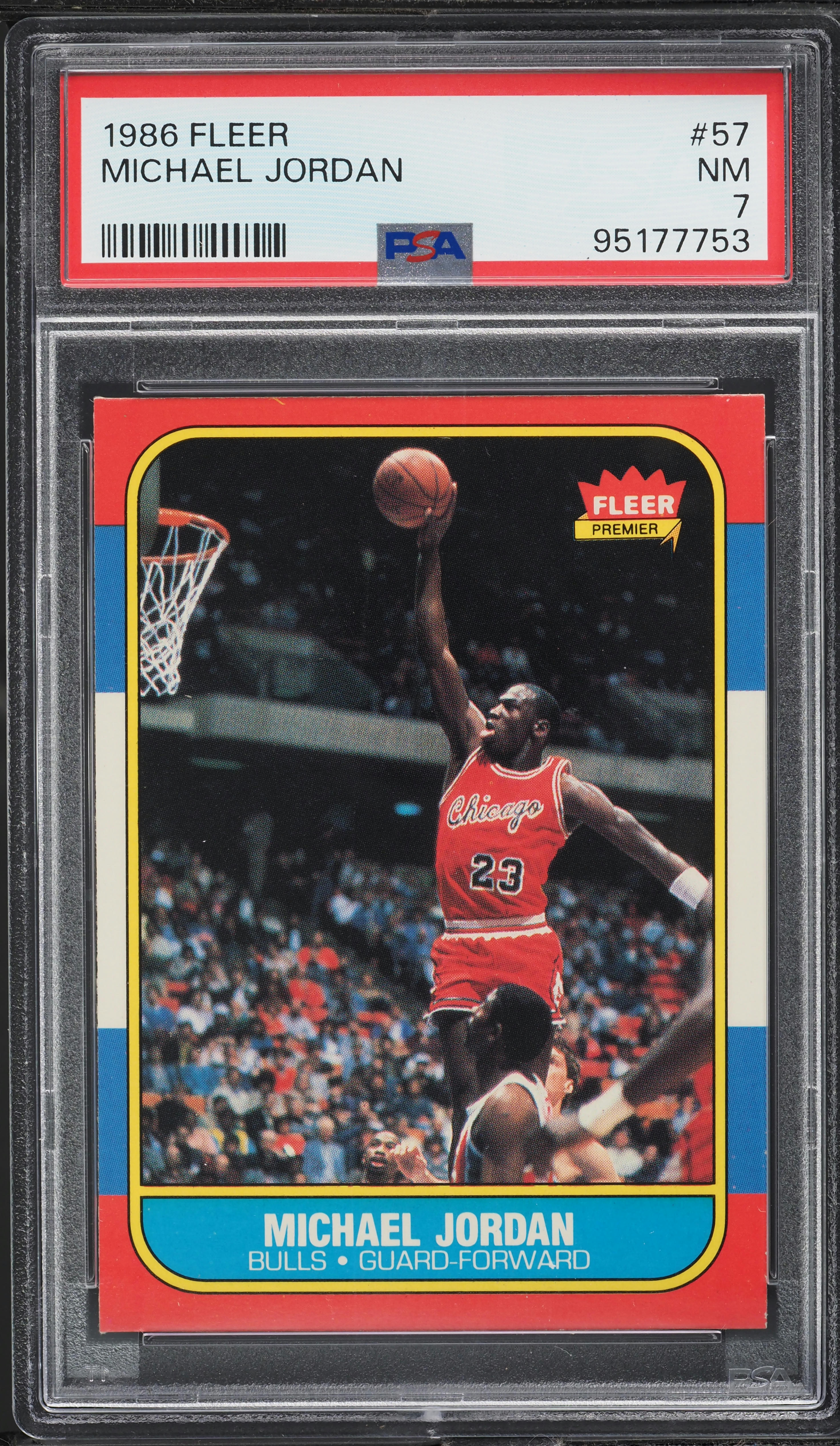 1986 Fleer Basketball Michael Jordan ROOKIE #57 PSA 7 NRMT on