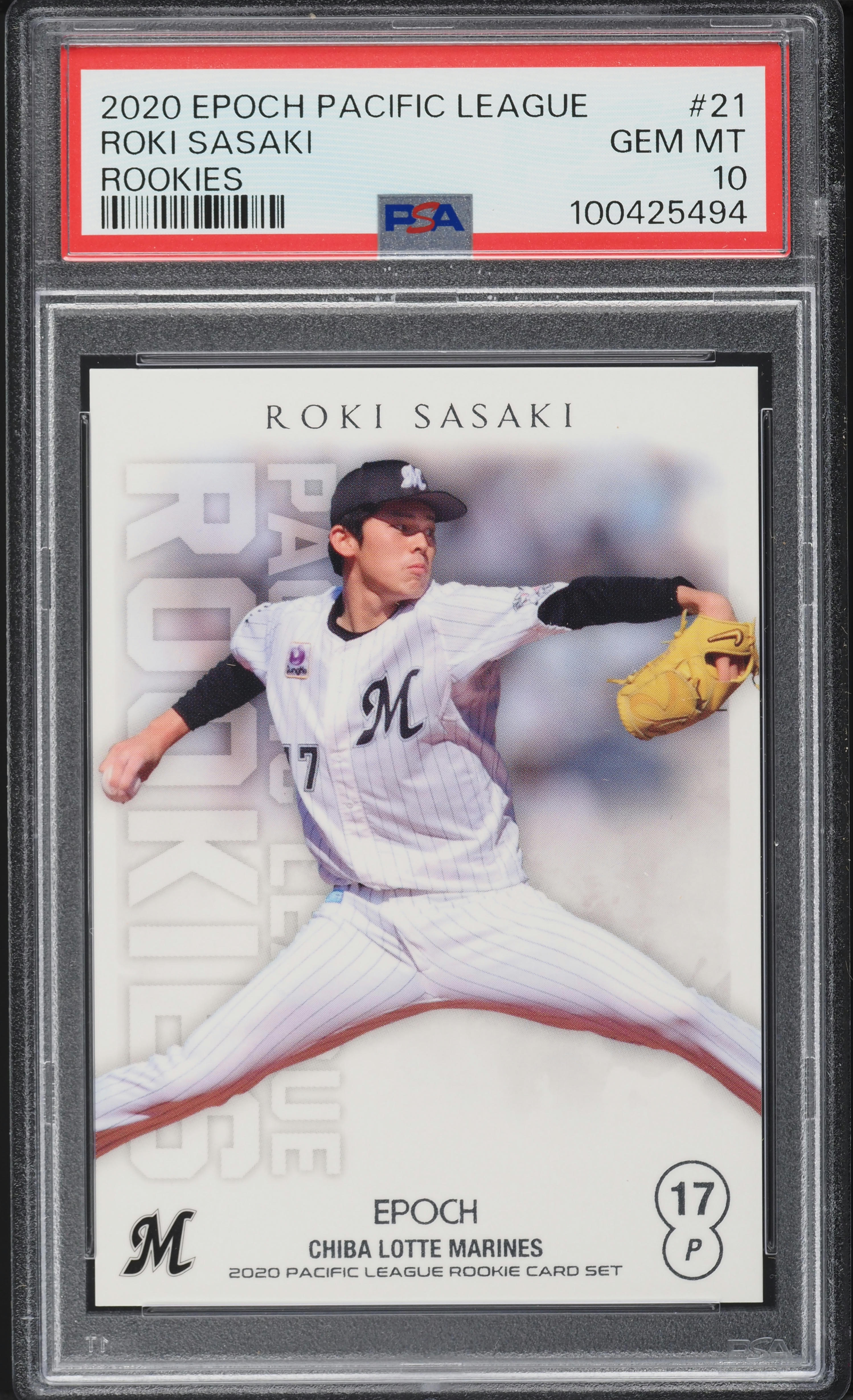 2020 Epoch Pacific League Roki Sasaki ROOKIE #21 PSA 10 GEM MINT
