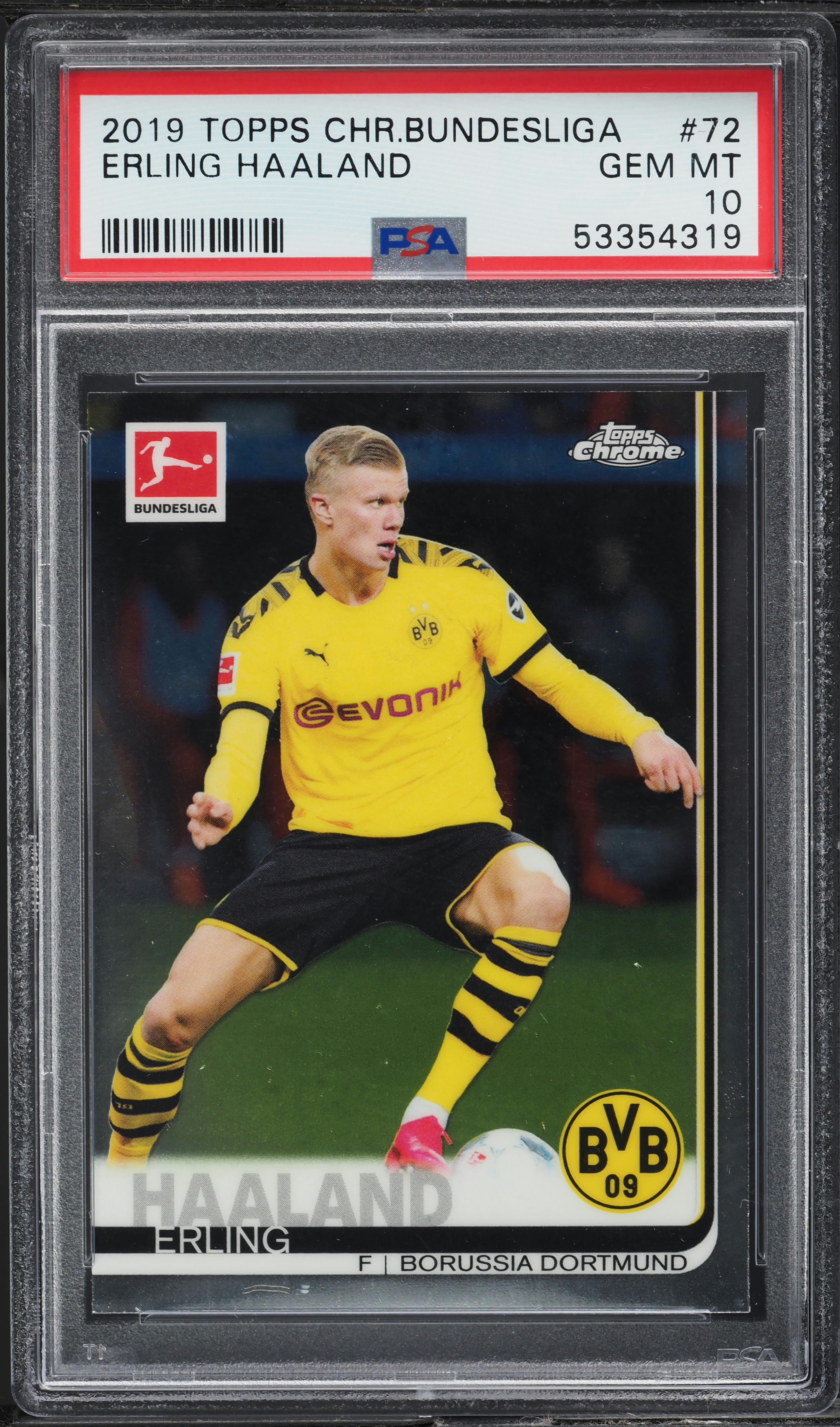 2019 Topps Chrome Bundesliga Erling Haaland ROOKIE #72 PSA 10 GEM
