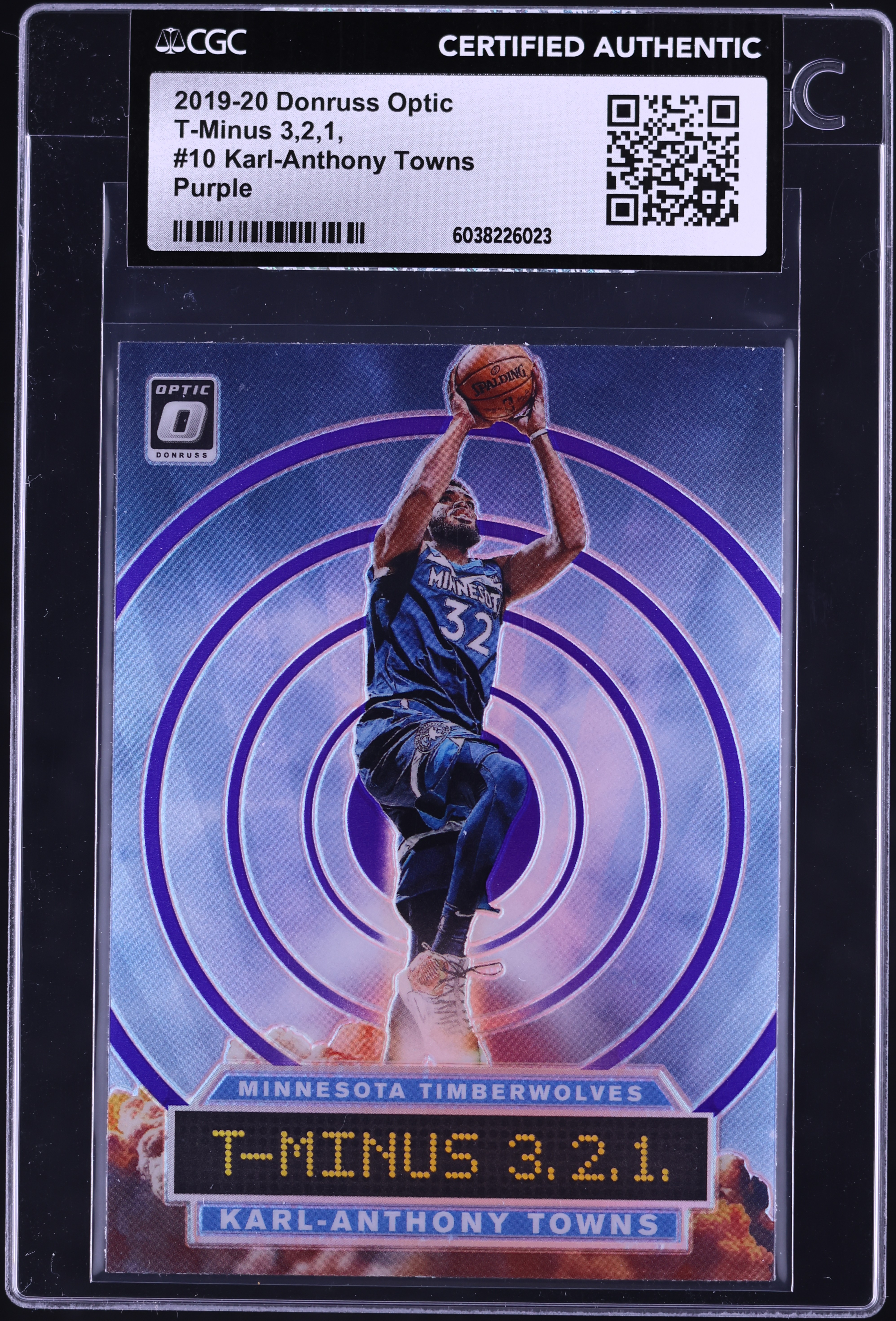 2019 Donruss Optic T-Minus 3, 2, 1 Purple Karl-Anthony Towns #10 