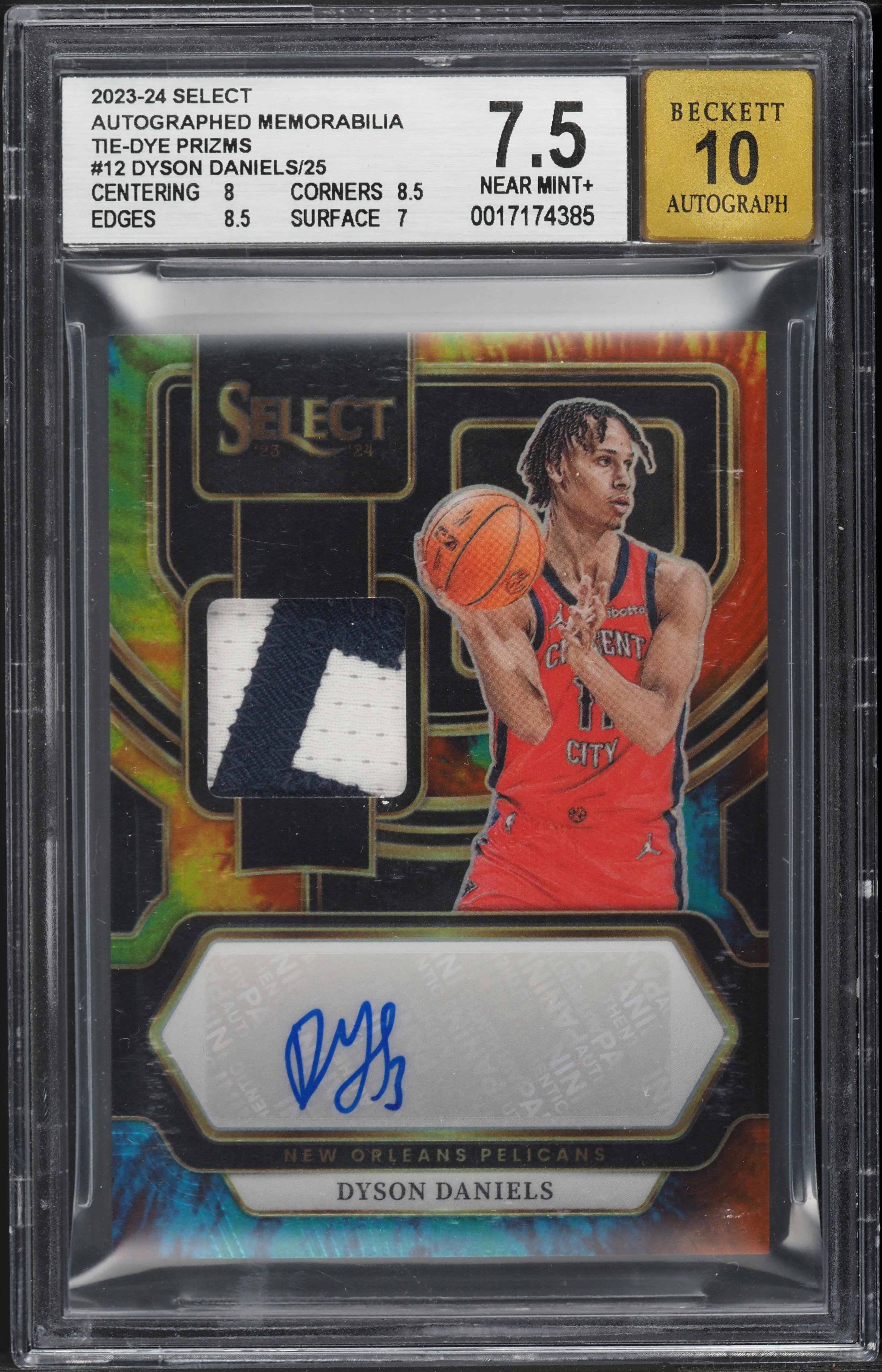 2023 Select Tie-Dye Prizm Dyson Daniels PATCH AUTO /25 #AM-DYS BGS