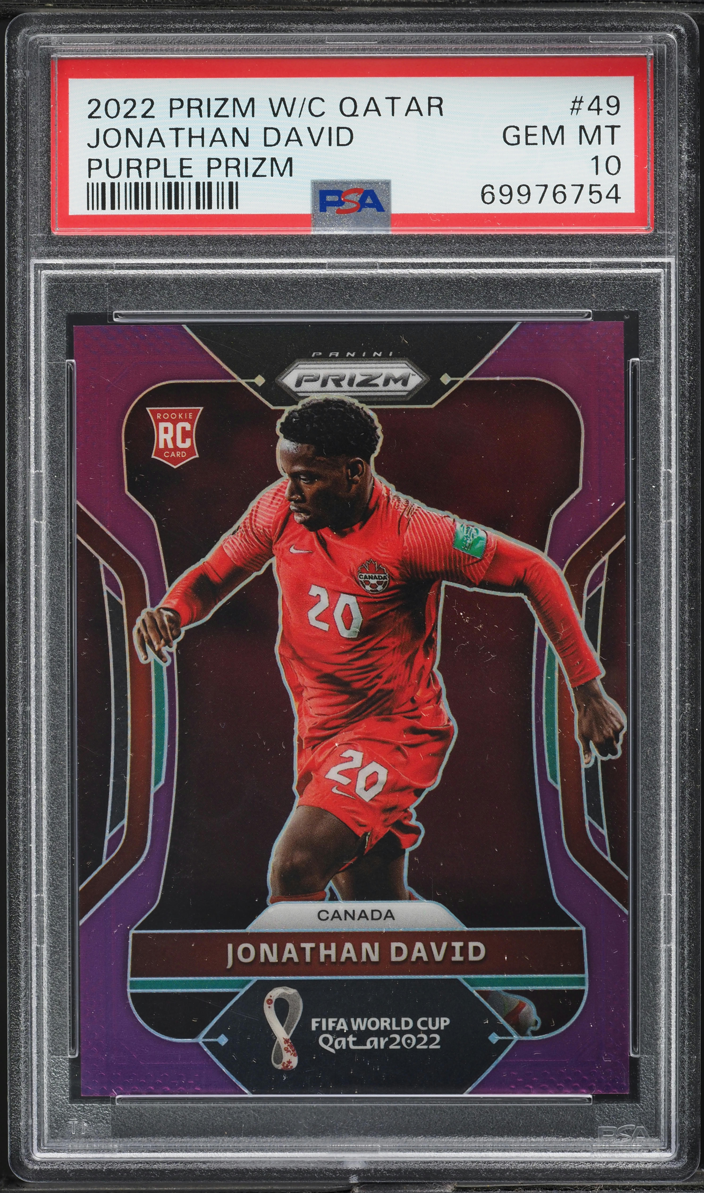 2022 Panini Prizm World Cup Qatar Purple Jonathan David ROOKIE