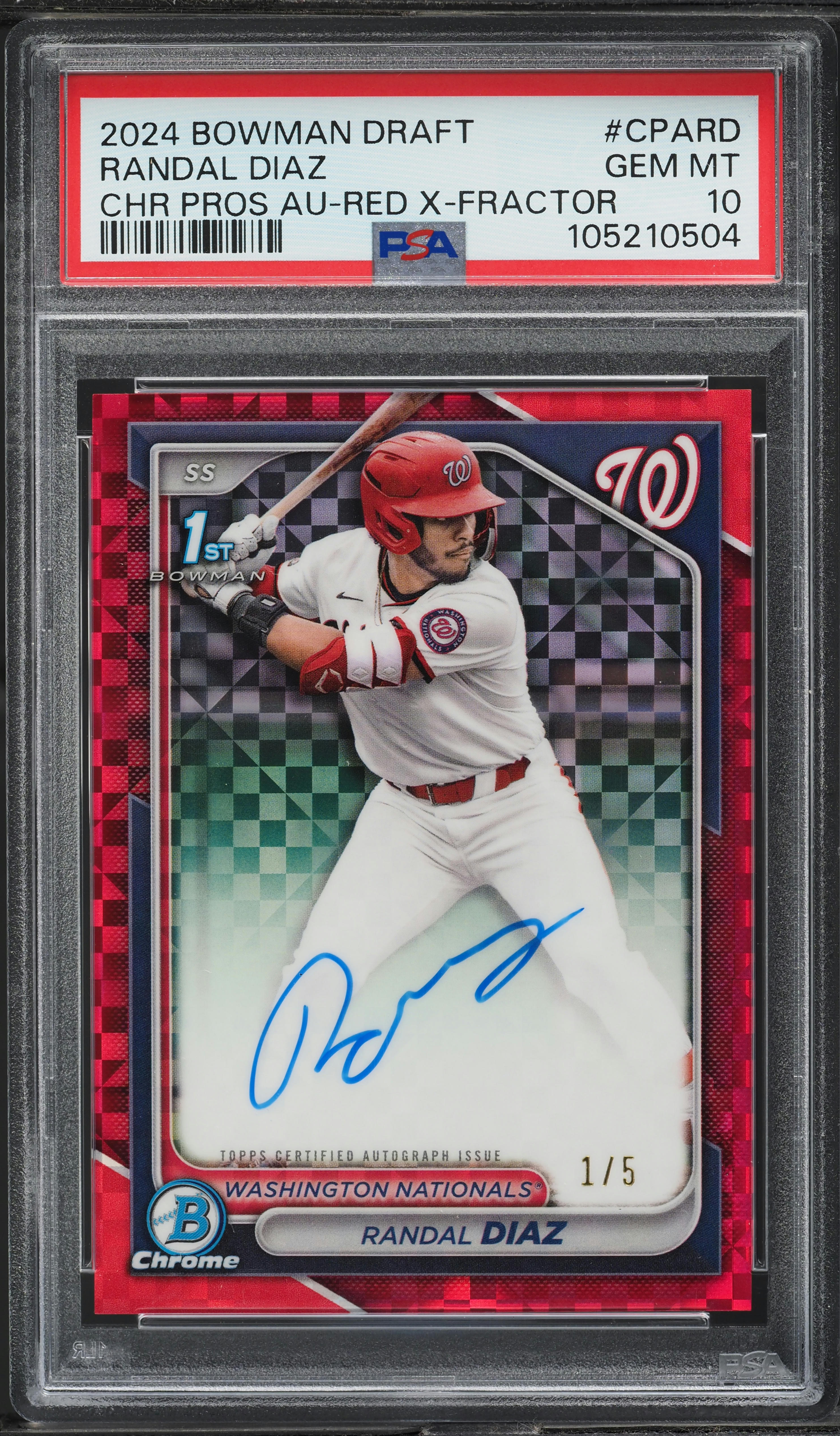 2024 Bowman Chrome Red X-Fractor Randal Diaz AUTO 1/5 #CPARD PSA 