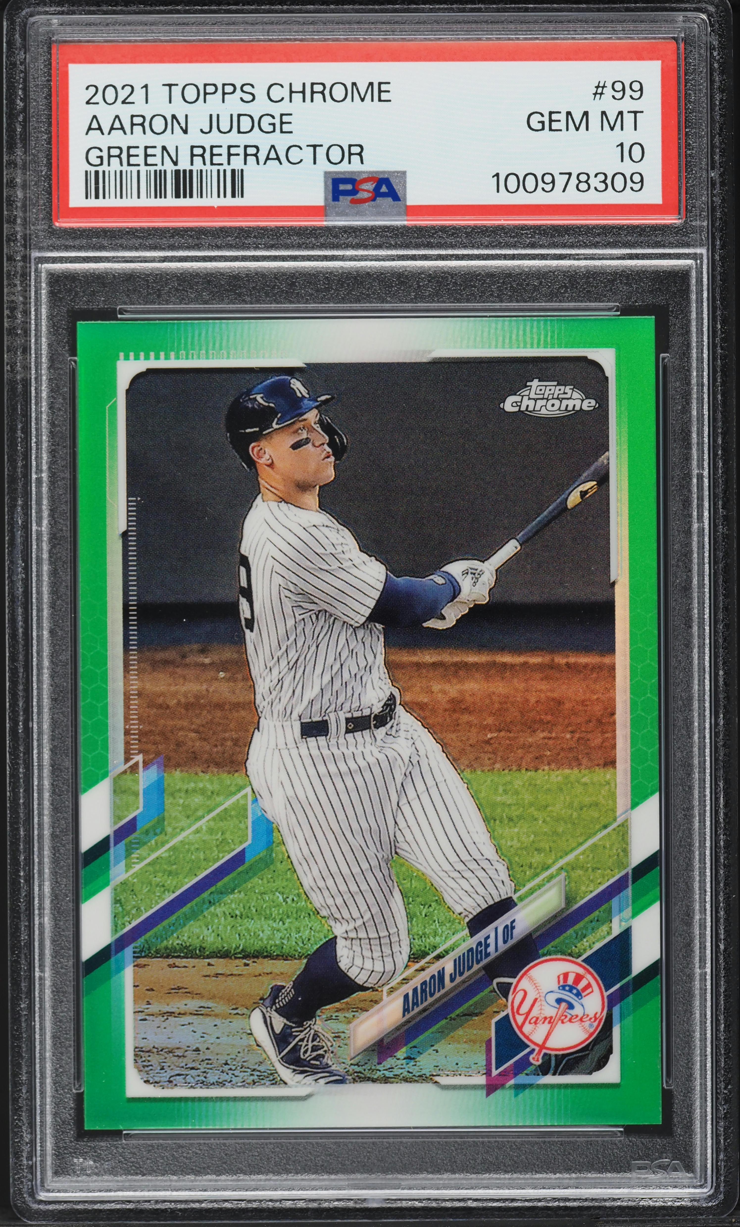 2021 Topps Chrome Green Refractor Aaron Judge /99 #99 PSA 10 GEM 