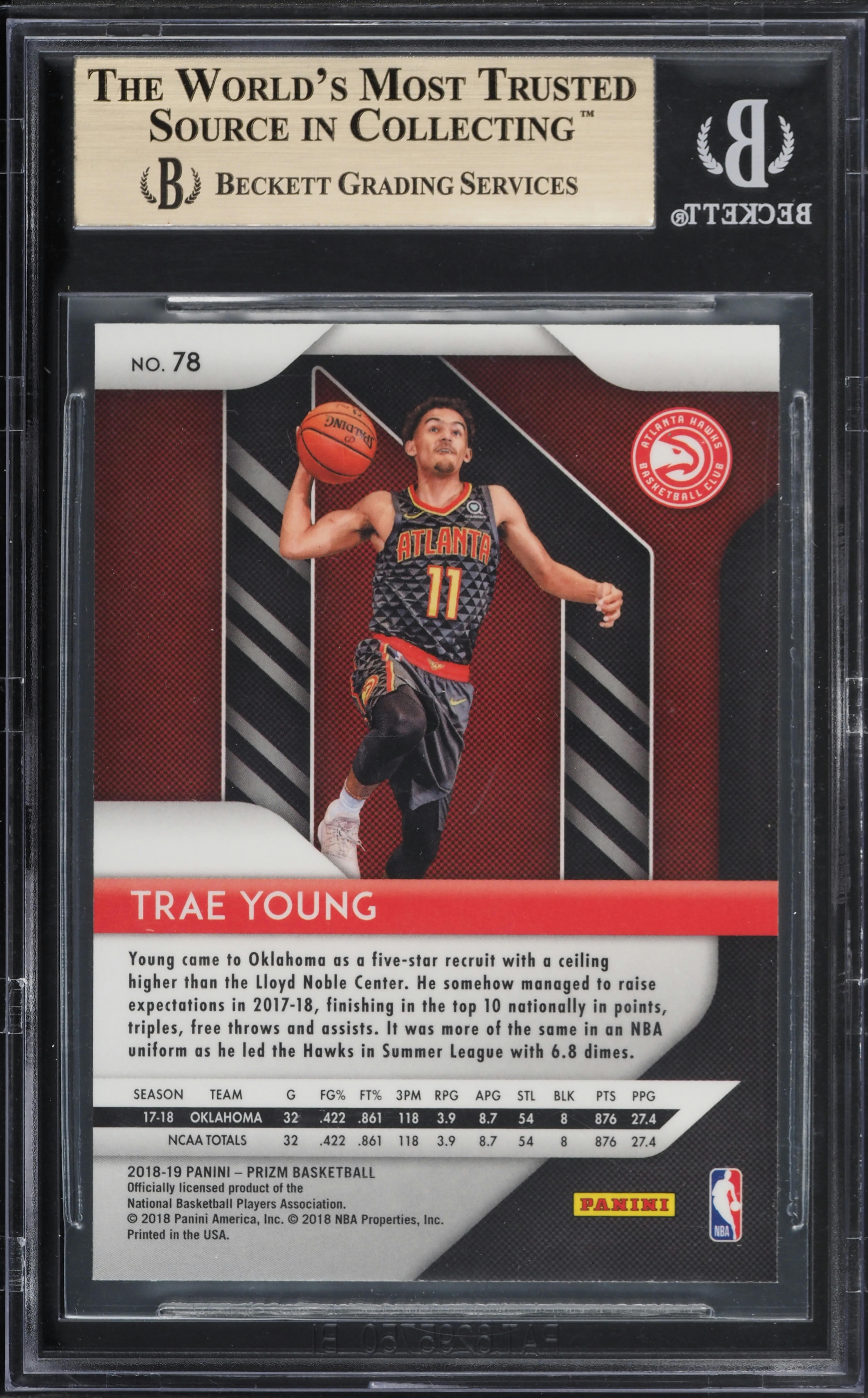 2018 Panini Prizm Trae Young ROOKIE #78 BGS 9.5 GEM MINT on