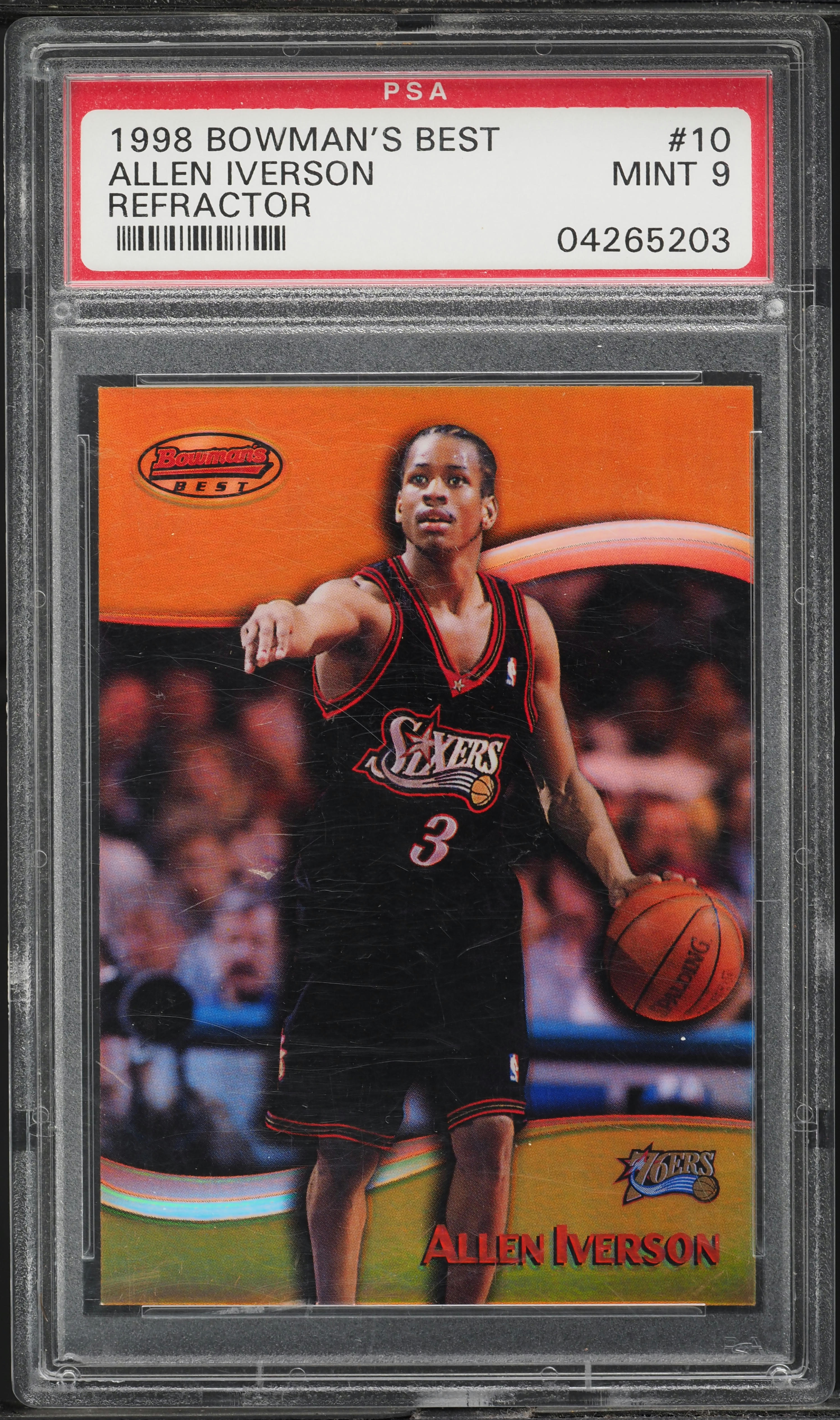 1998 Bowman's Best Refractor Allen Iverson /400 #10 PSA 9 MINT on