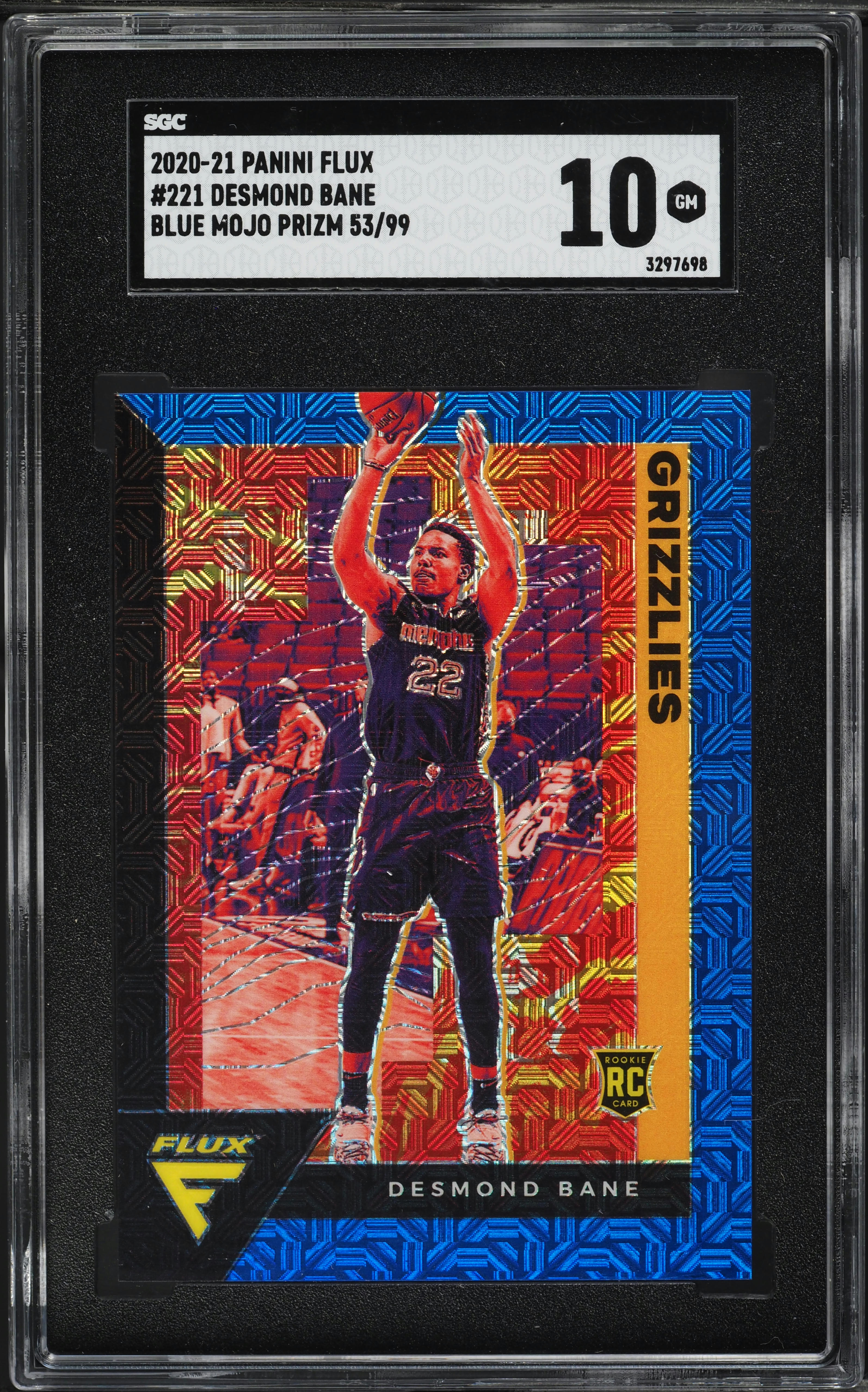 2020 Panini Flux Blue Mojo Prizm Desmond Bane ROOKIE /99 #221 SGC